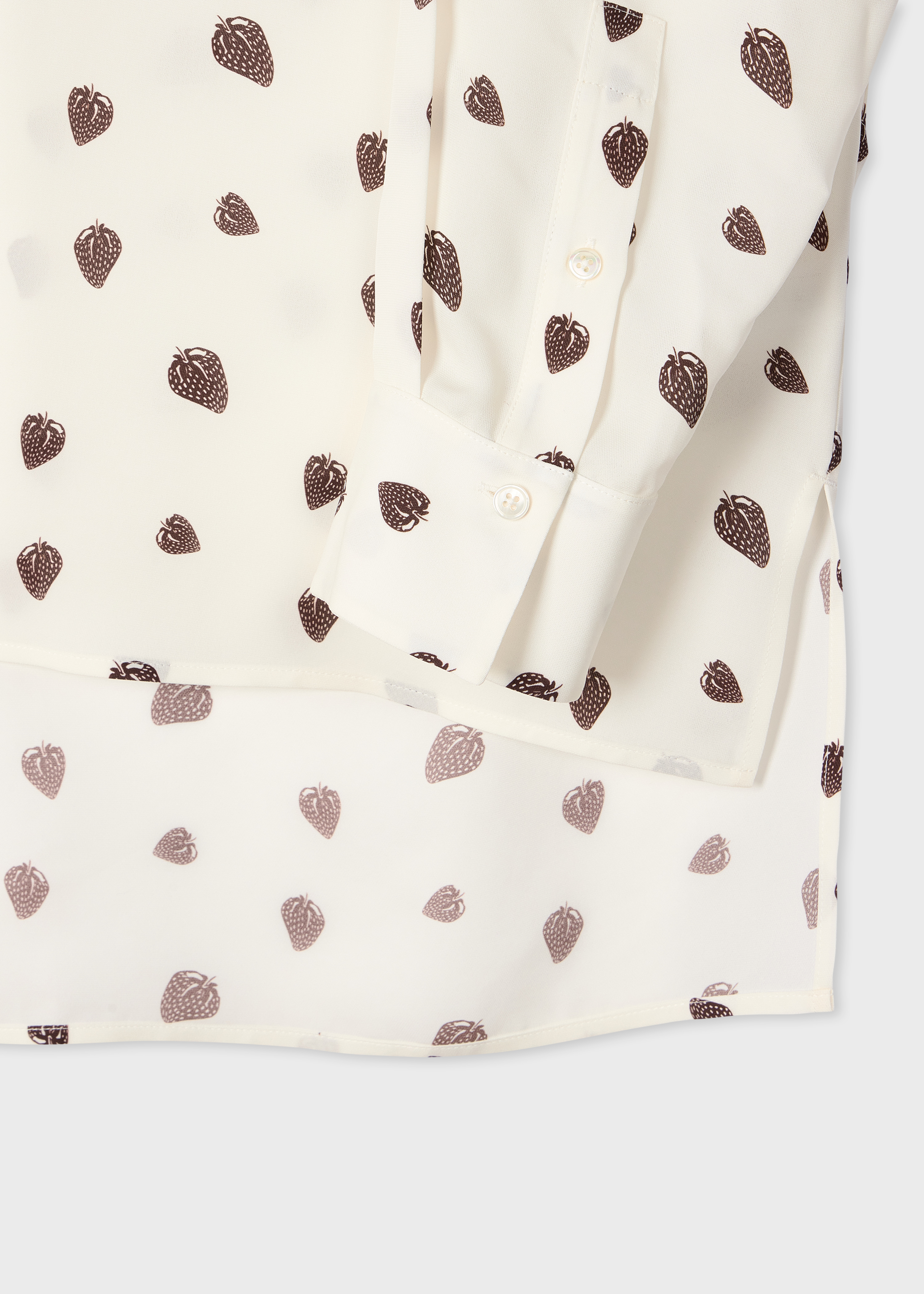 Women's Cream 'Strawberry' Silk-Blend Dropped Hem Shirt