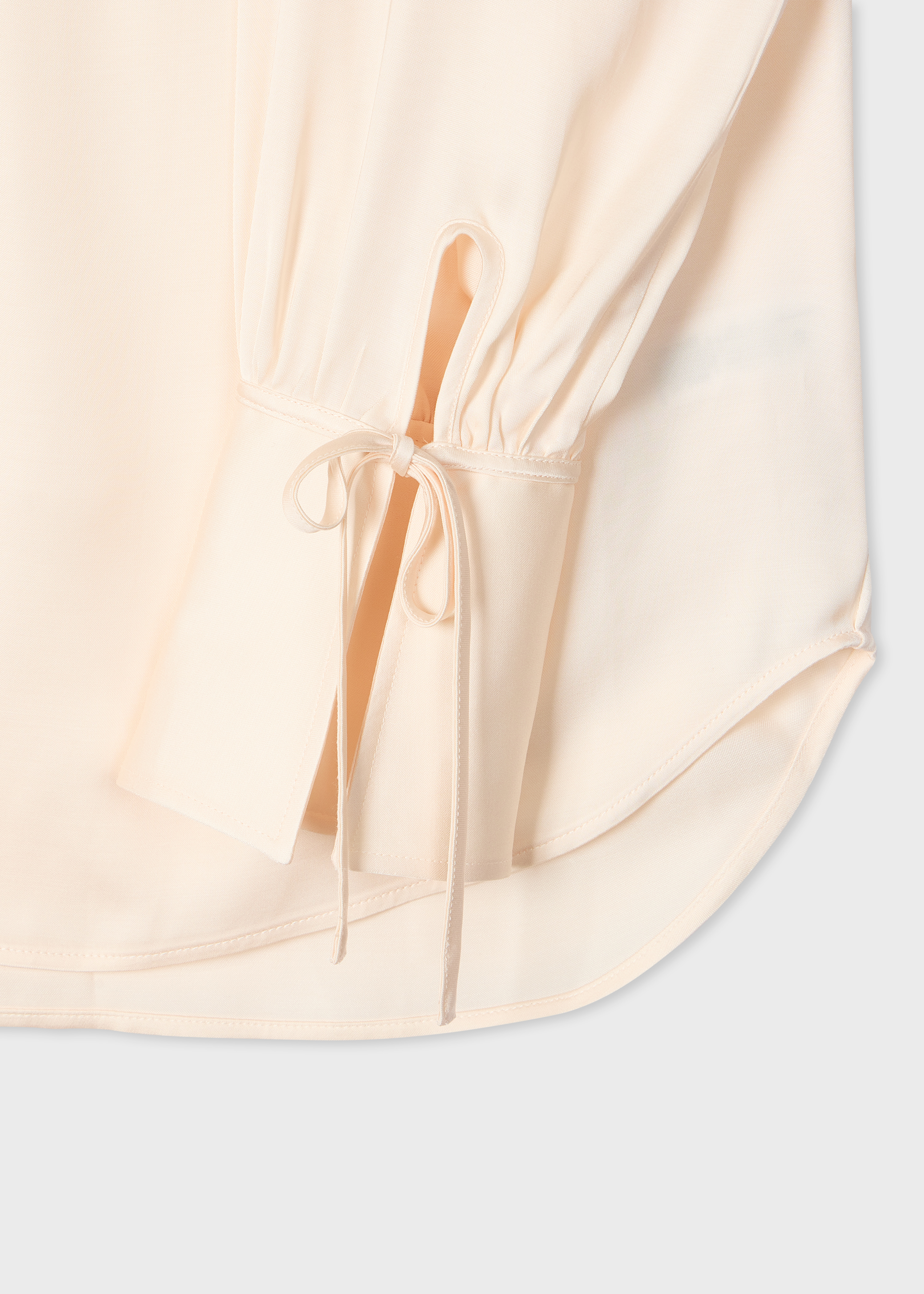 Women's Cream Gathered Blouse with Tie Sleeves
