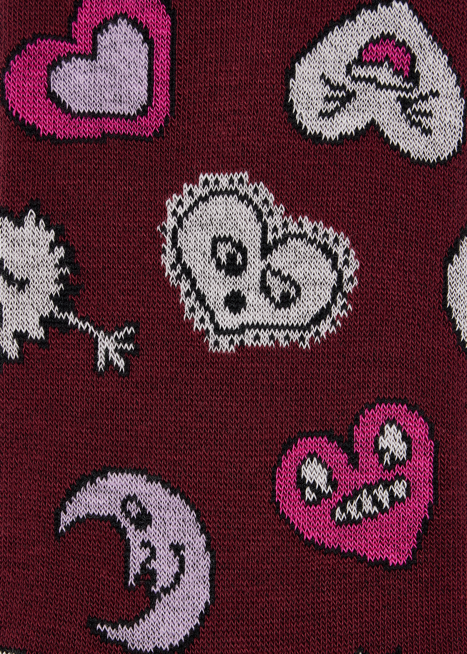 Women's Burgundy 'Hearts and Stars' Cotton-Blend Socks