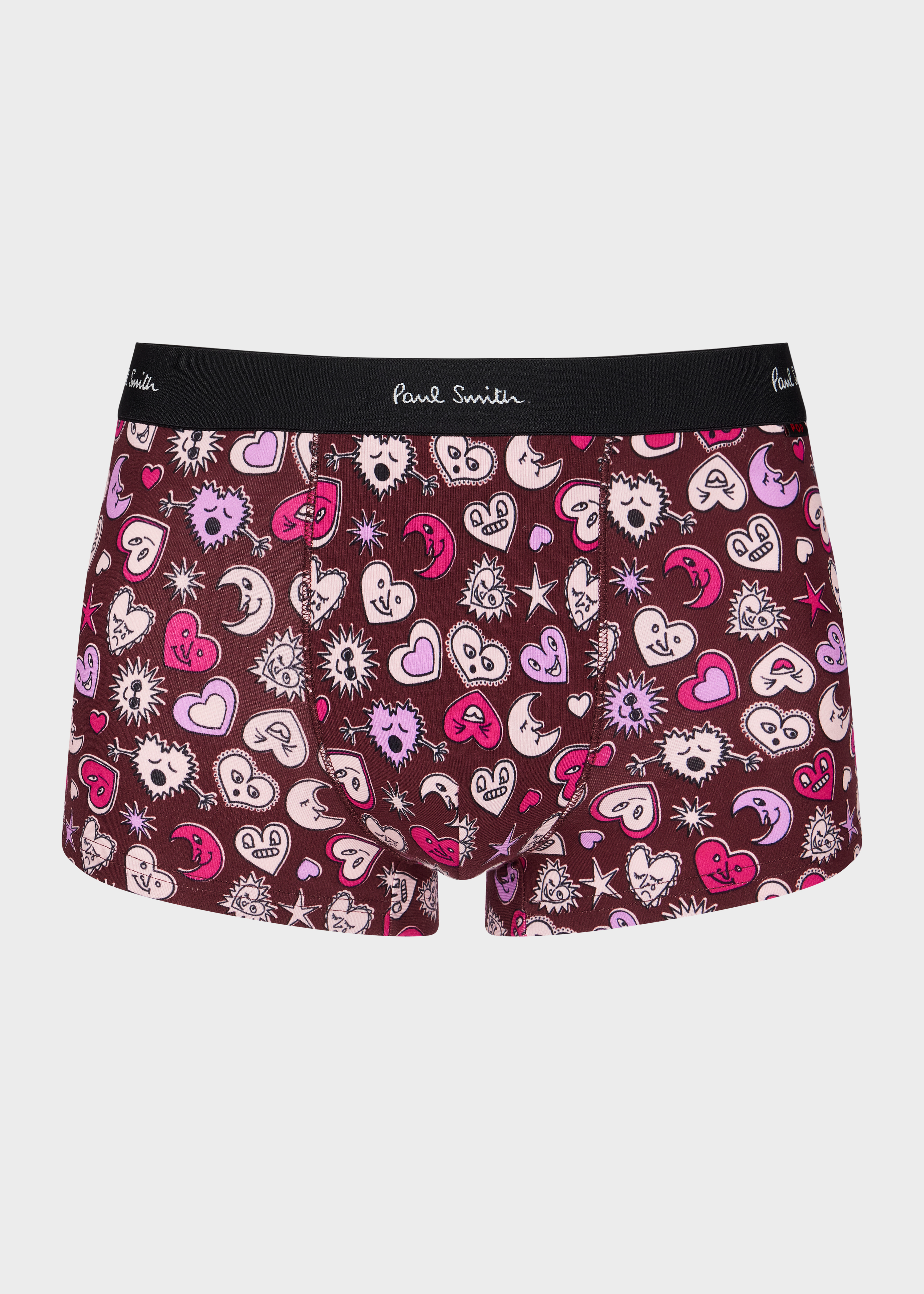 Burgundy 'Hearts and Stars' Boxer Briefs