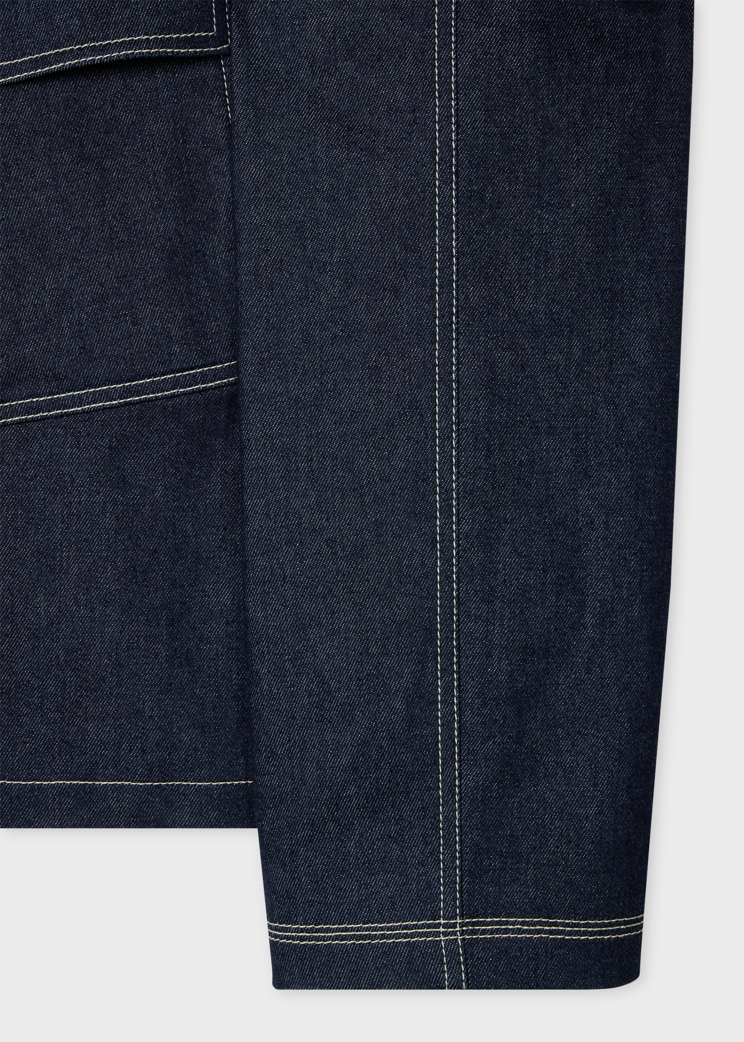 Denim Cotton-Blend Cropped Asymmetric Jacket with Topstitching