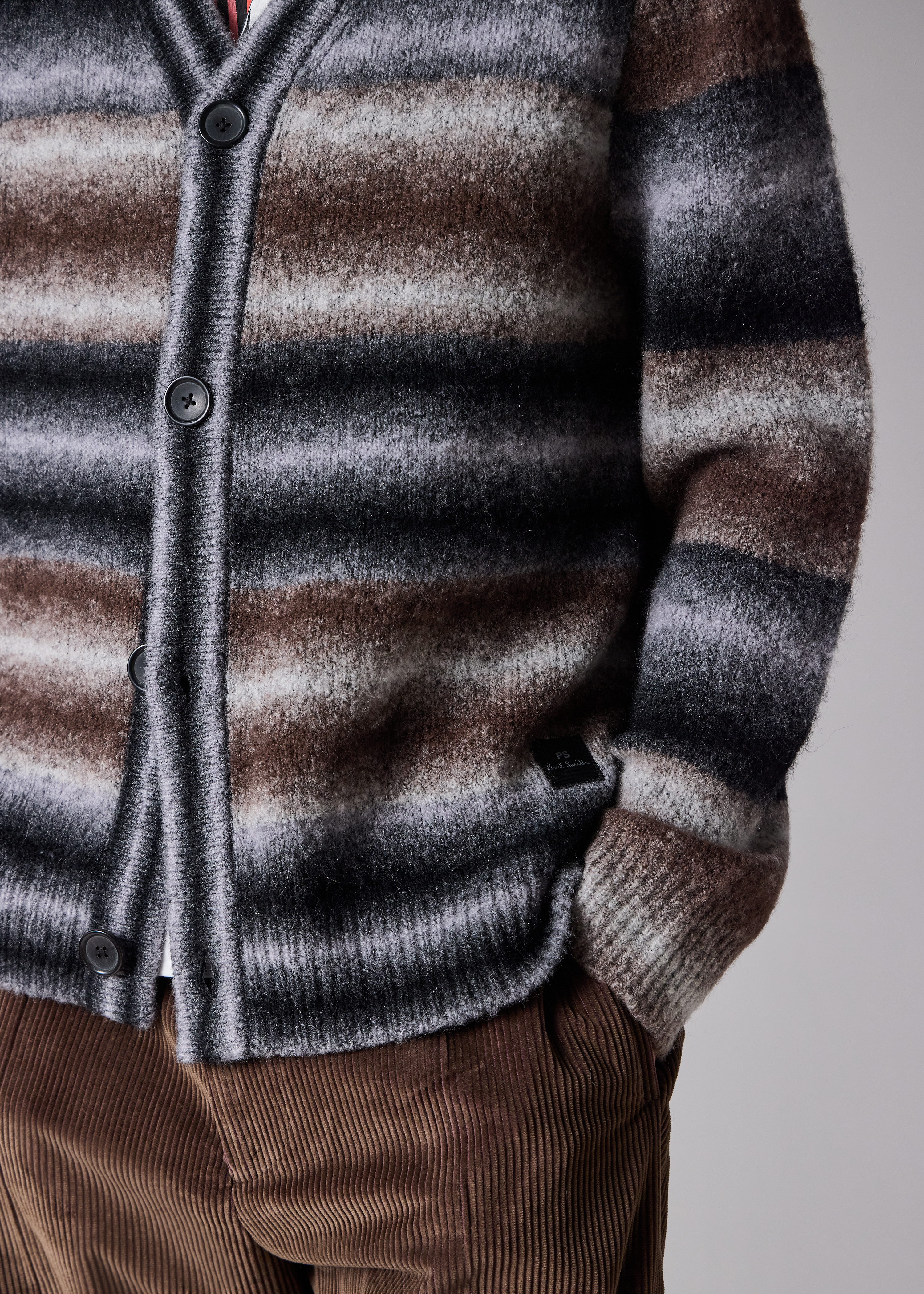 Brown and Black Faded Stripe Cardigan