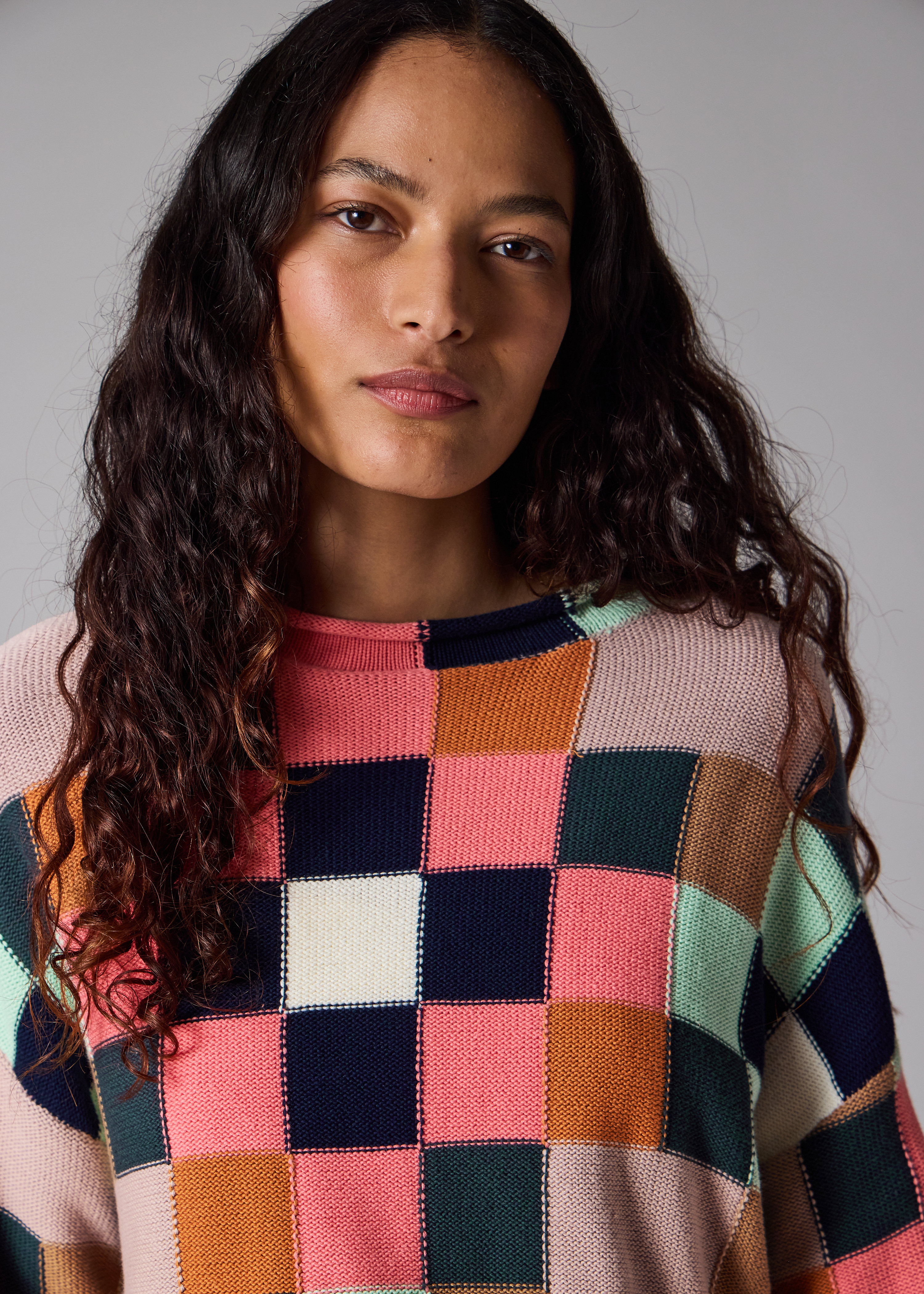 Women's Geometric Square Knitted Sweater