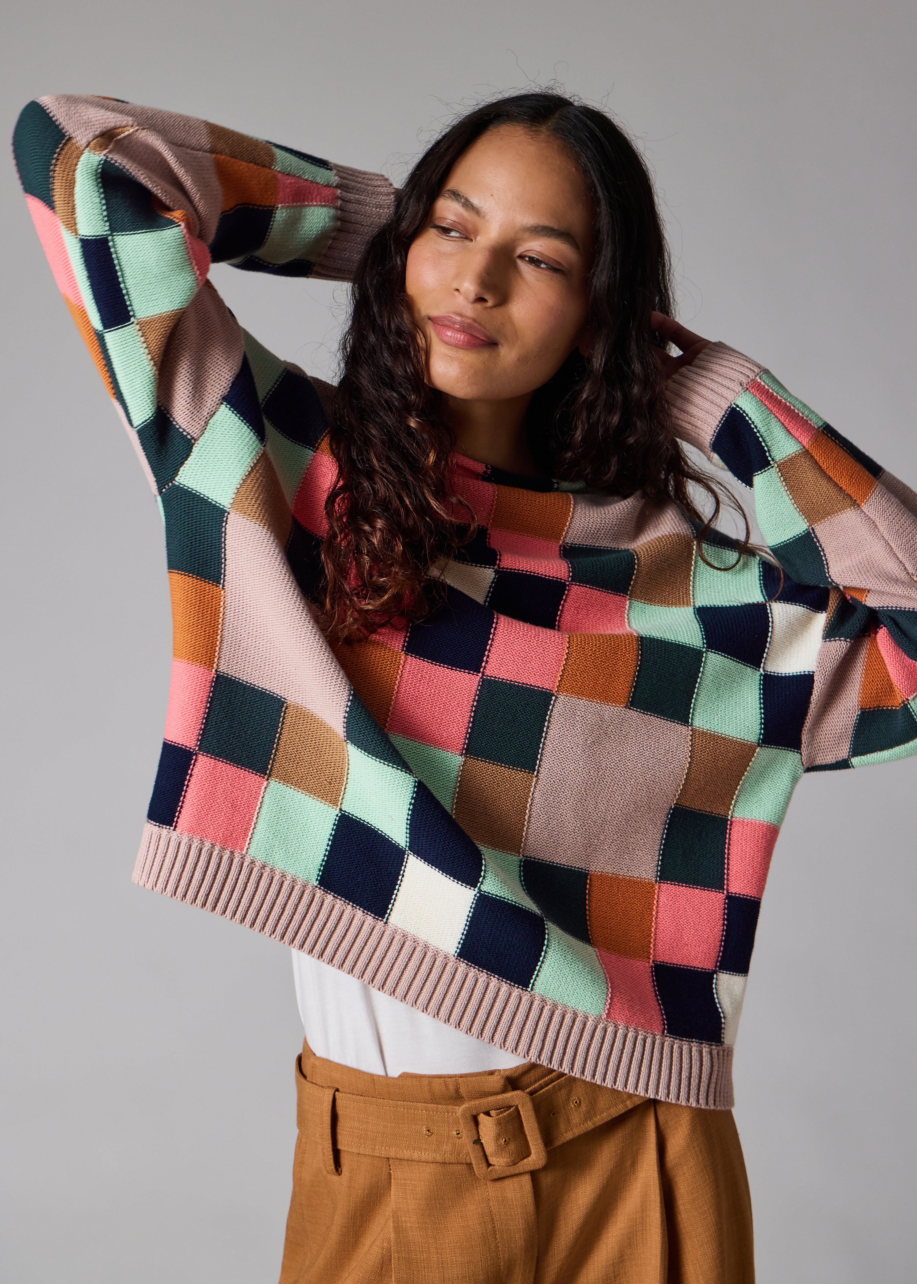 Women's Geometric Square Knitted Sweater