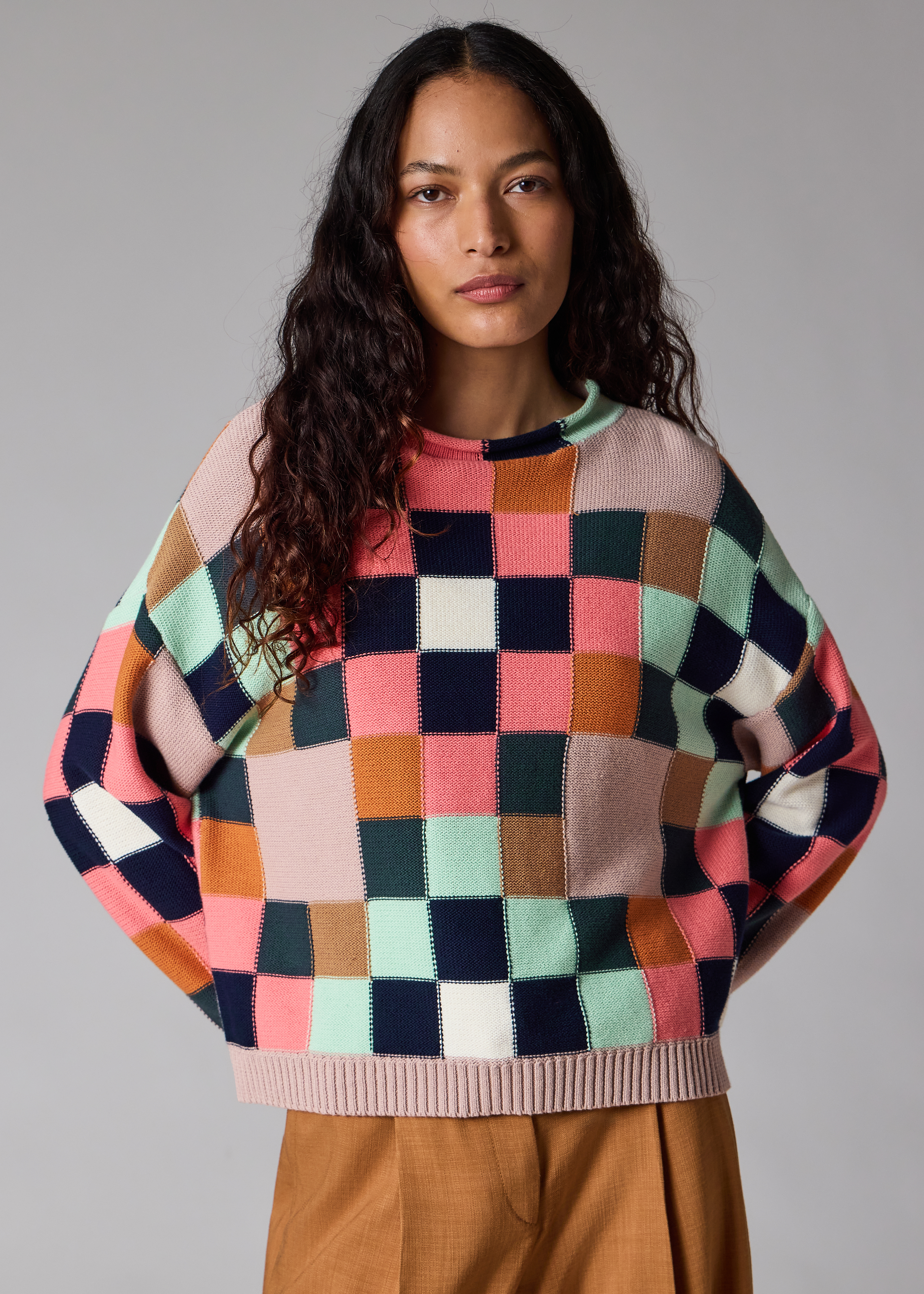 Women's Geometric Square Knitted Sweater