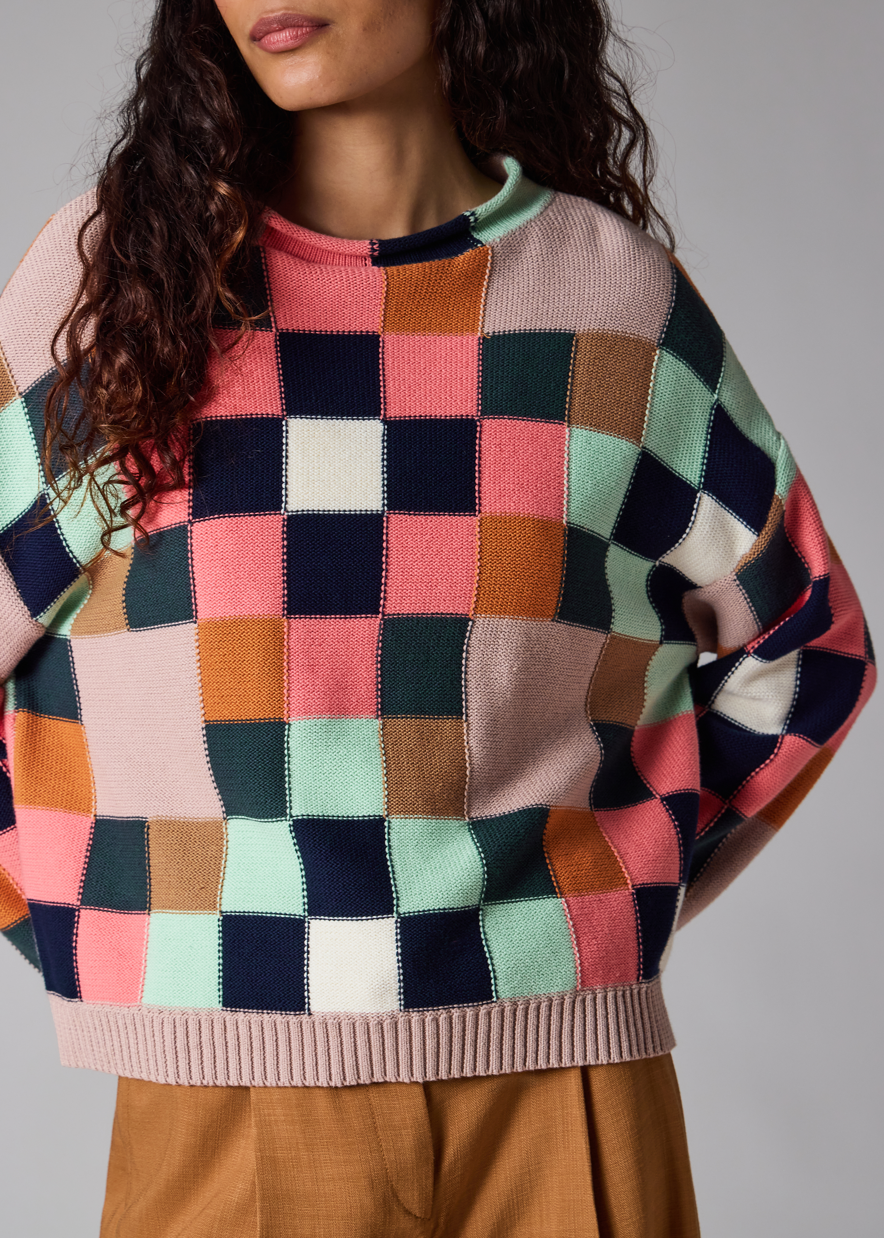 Women's Geometric Square Knitted Sweater