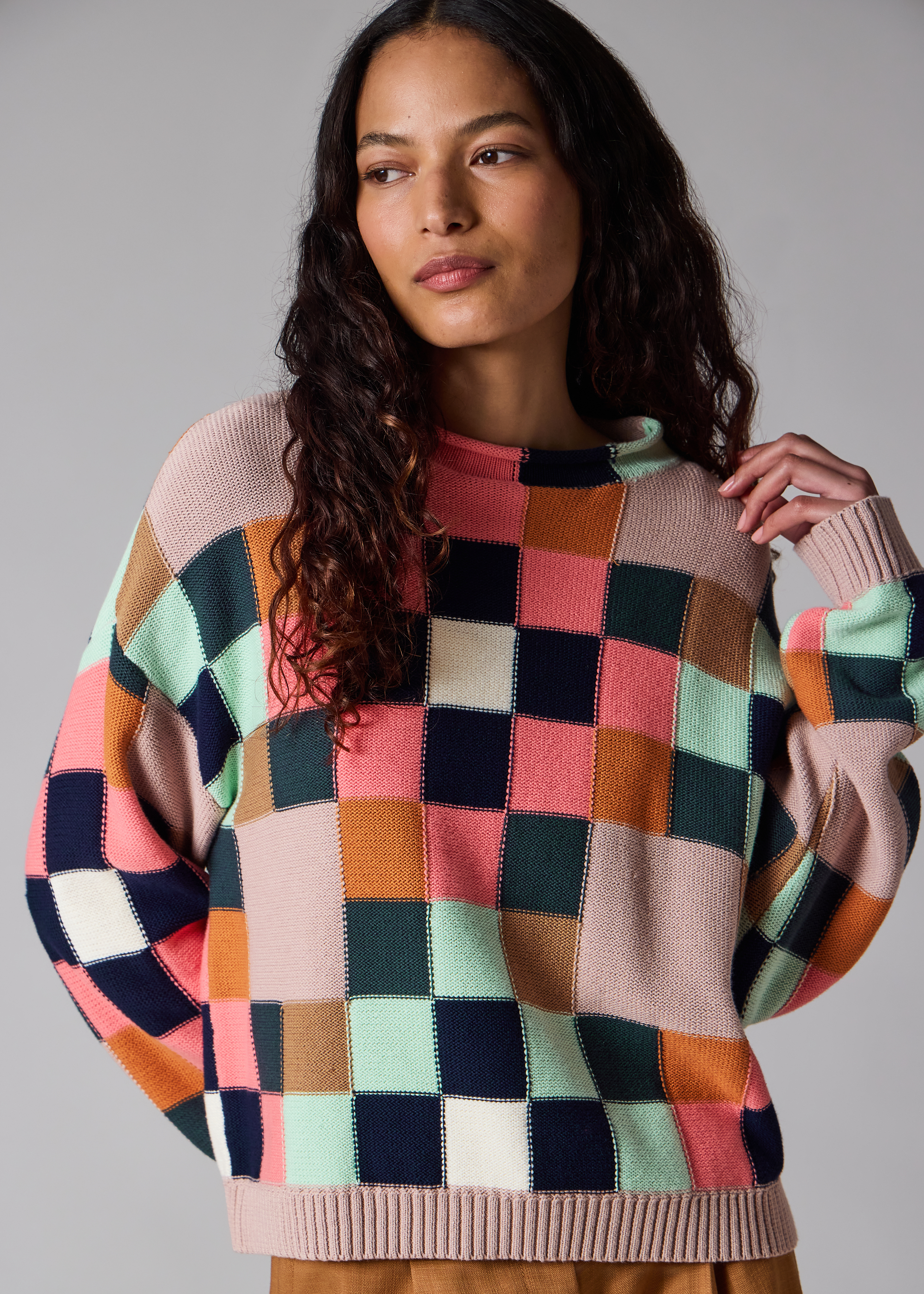 Women's Geometric Square Knitted Sweater
