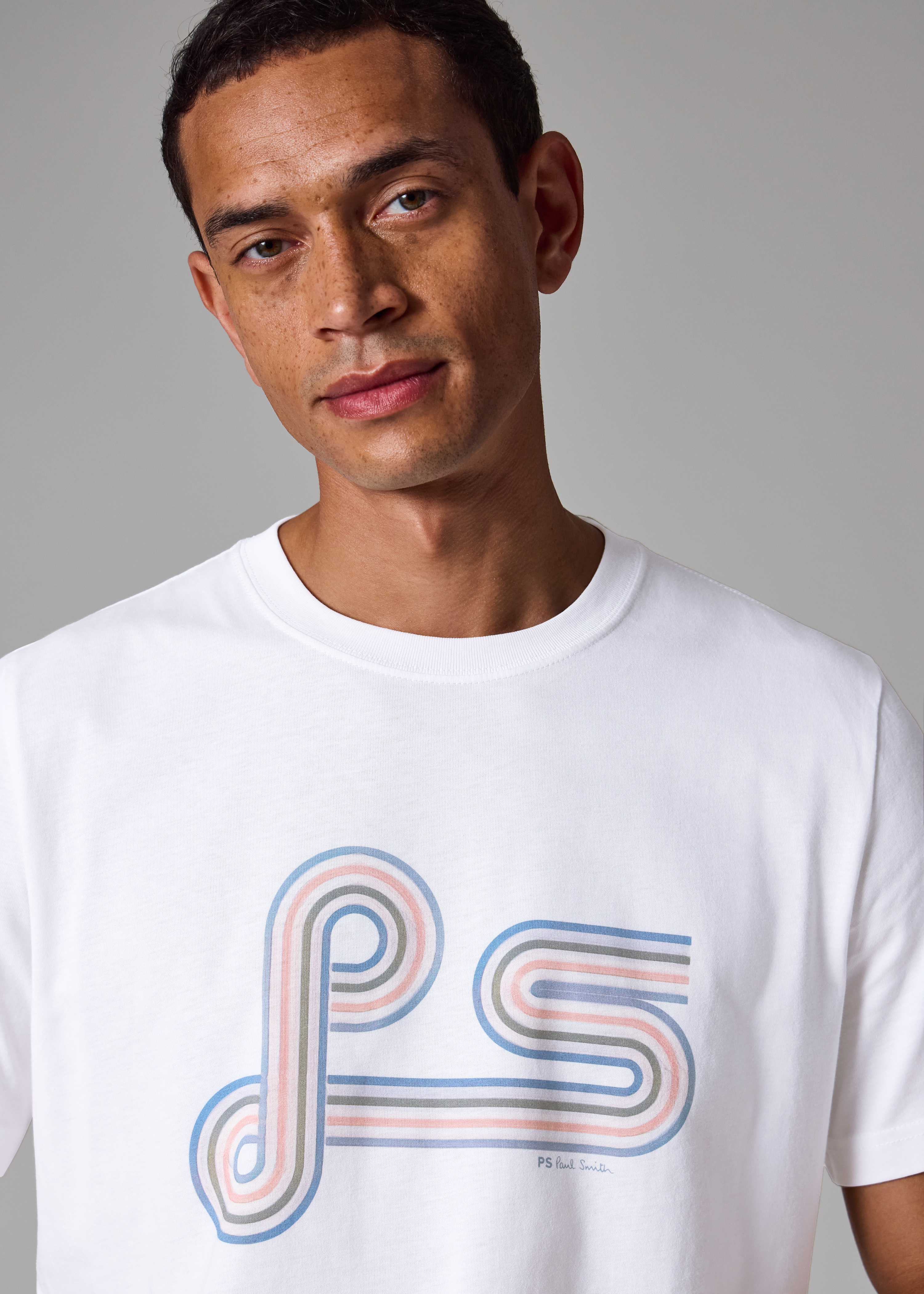 White Organic Cotton 'PS' Spiral Print T-Shirt