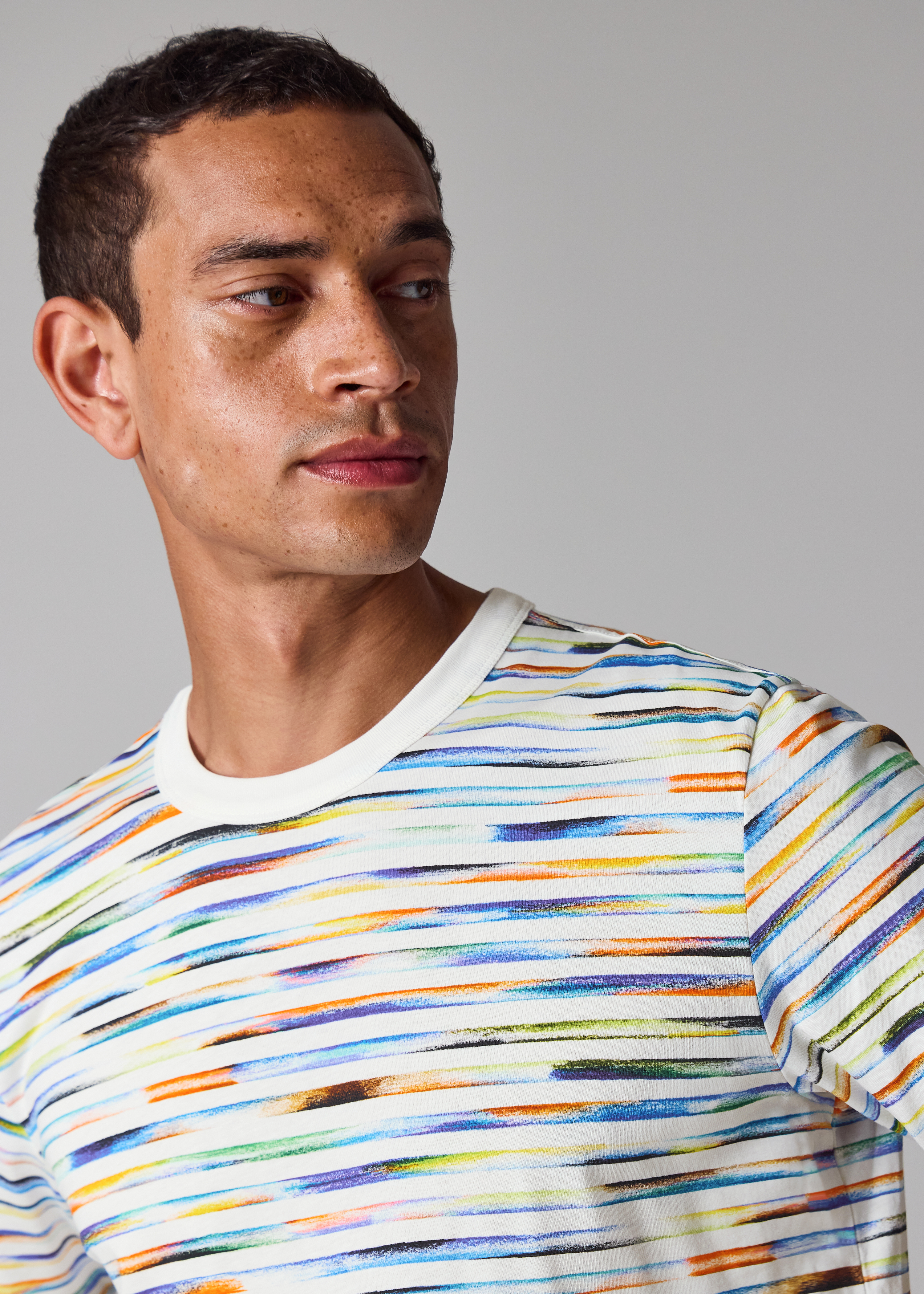 White Multicolour Stripe T-Shirt