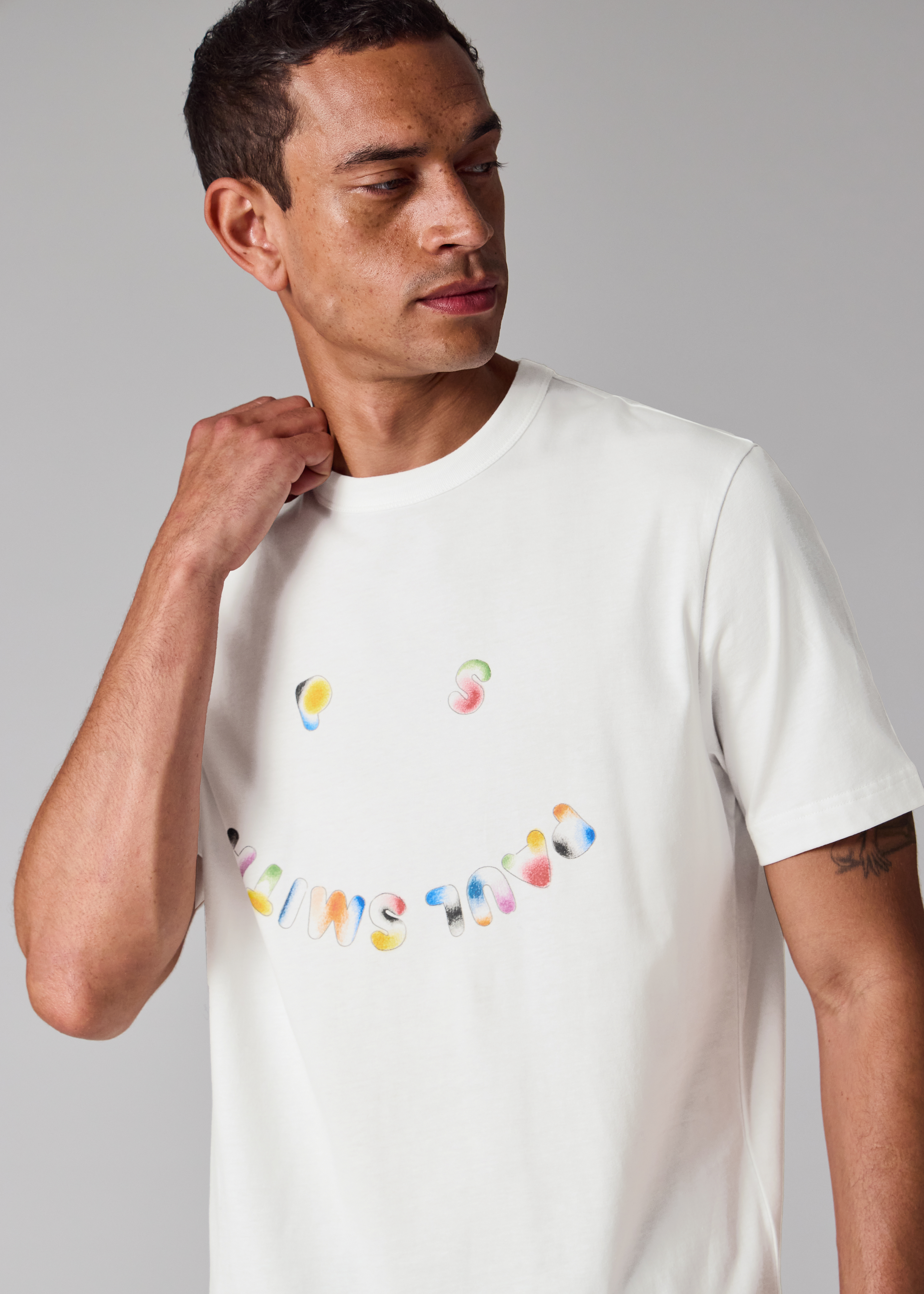 Ecru Casual-Fit 'Happy' T-Shirt