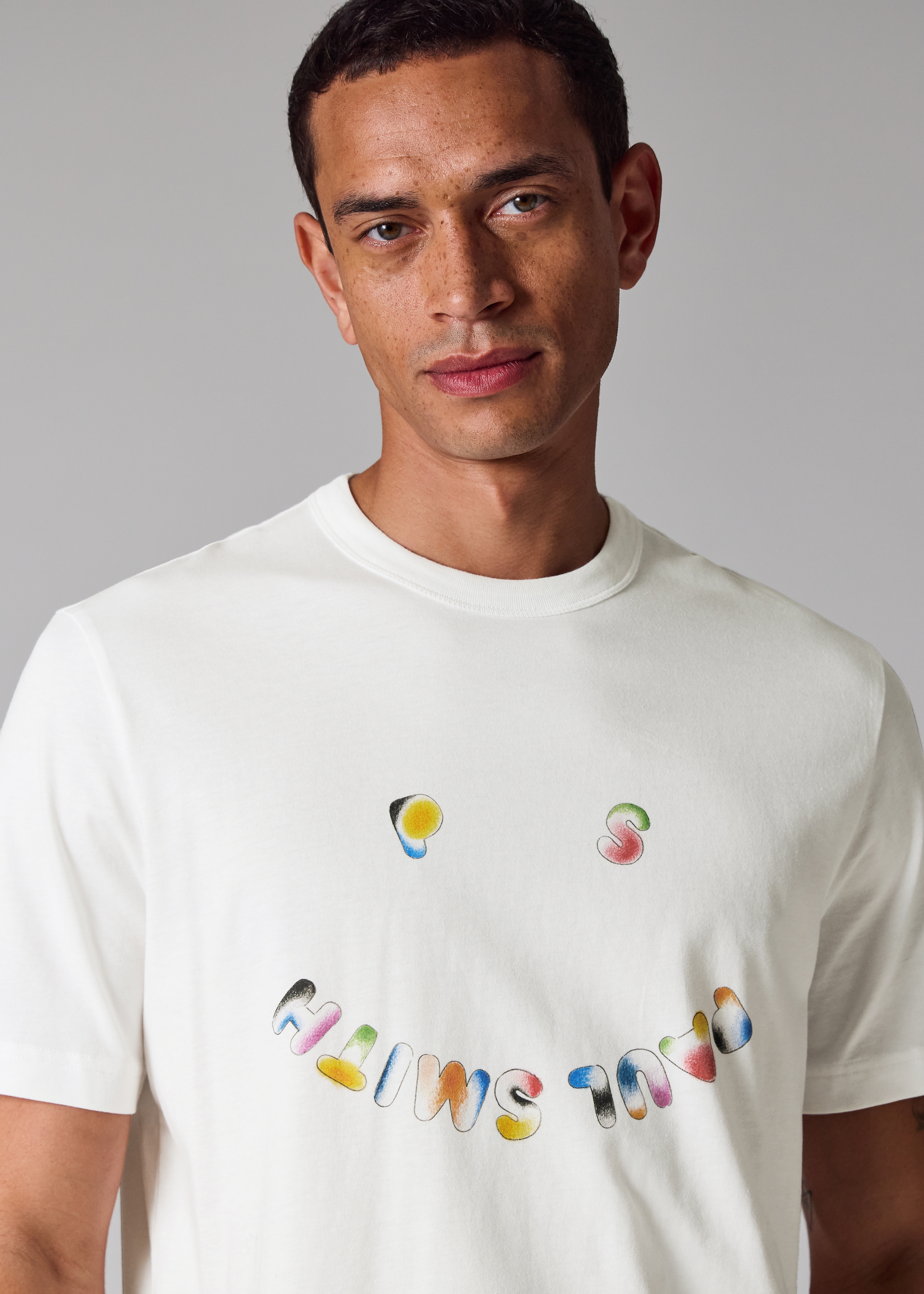 Ecru Casual-Fit 'Happy' T-Shirt