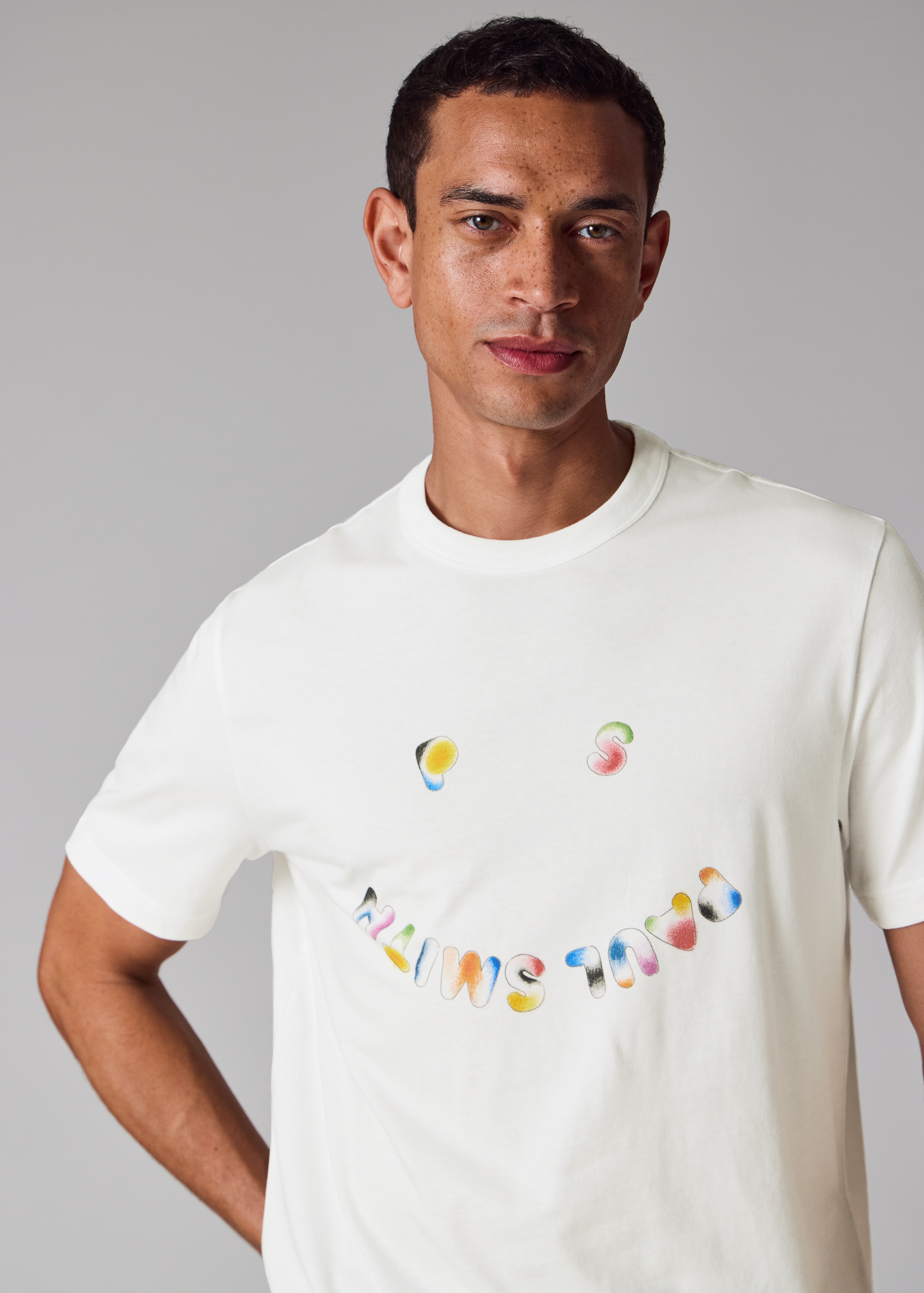 Ecru Casual-Fit 'Happy' T-Shirt