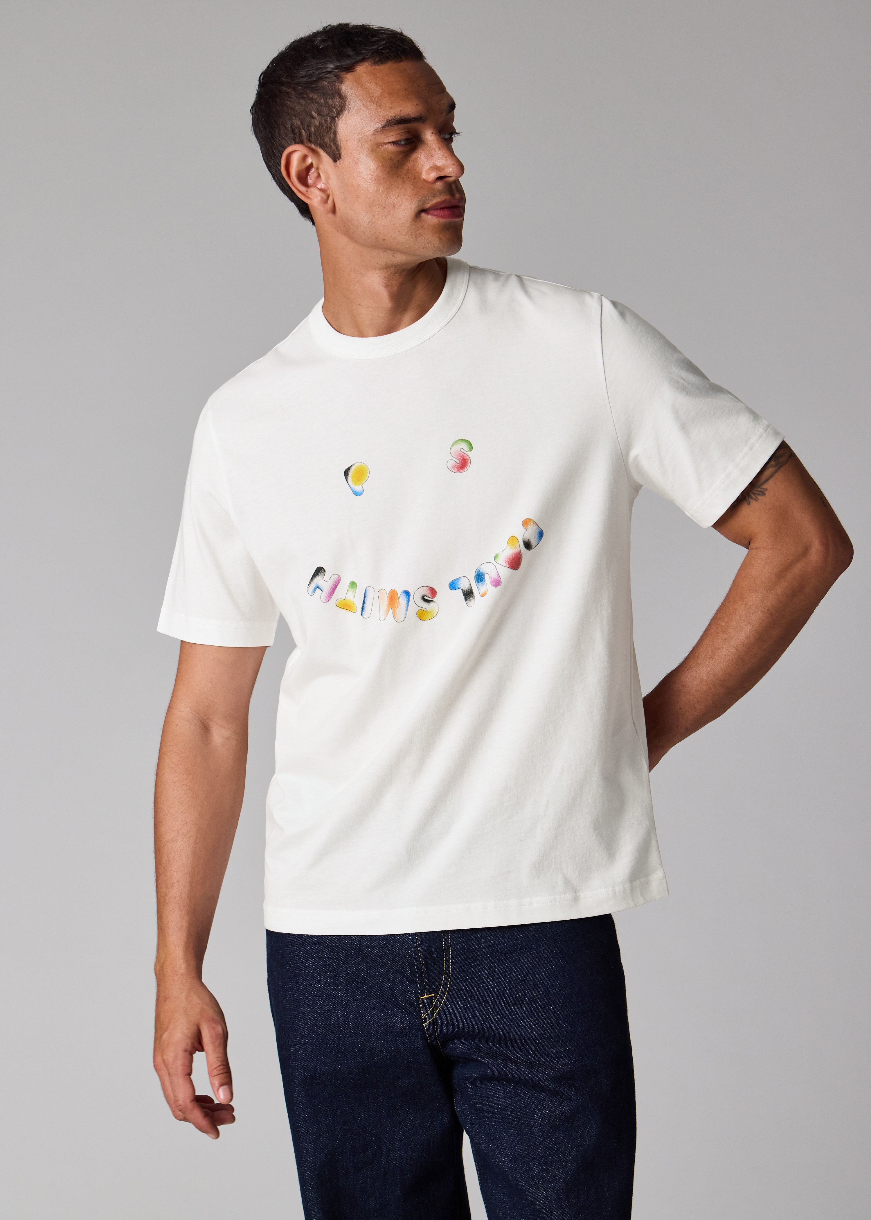 Ecru Casual-Fit 'Happy' T-Shirt