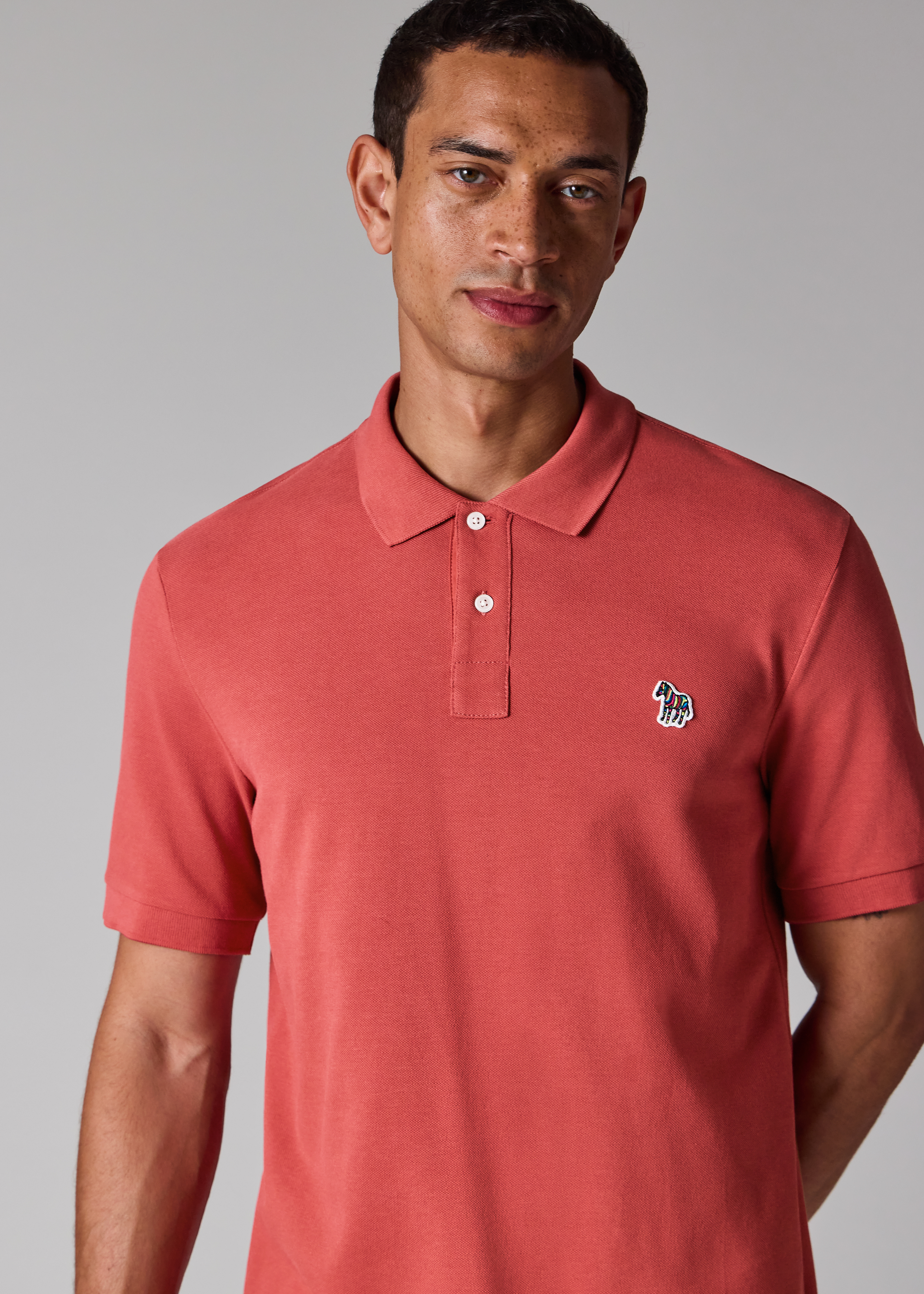 Soft Pink Organic Cotton Zebra Polo Shirt