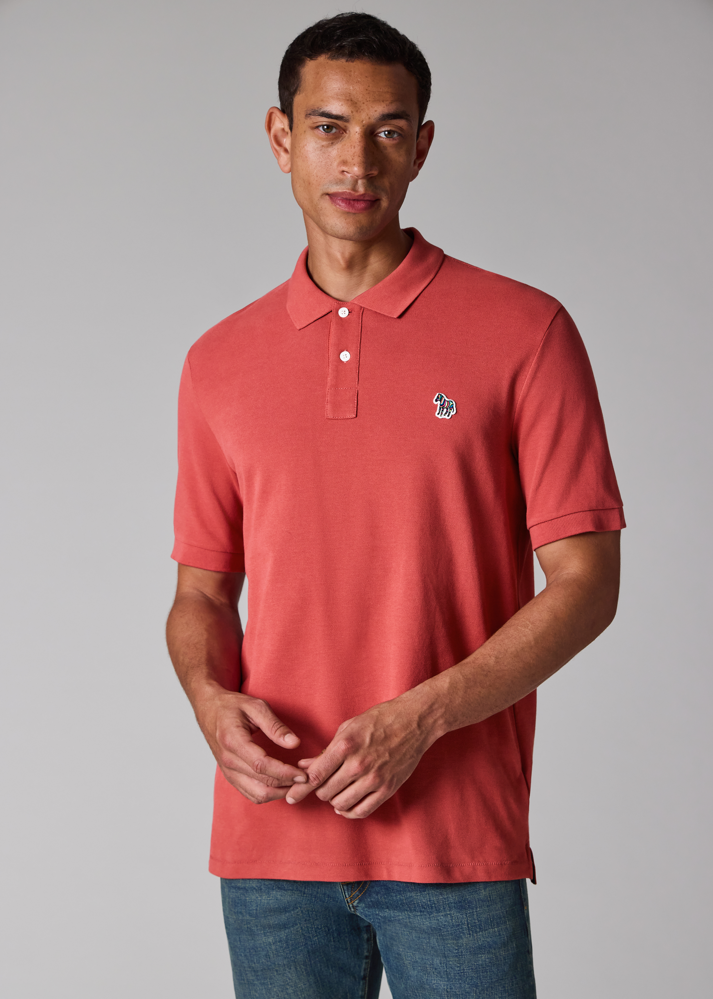 Soft Pink Organic Cotton Zebra Polo Shirt