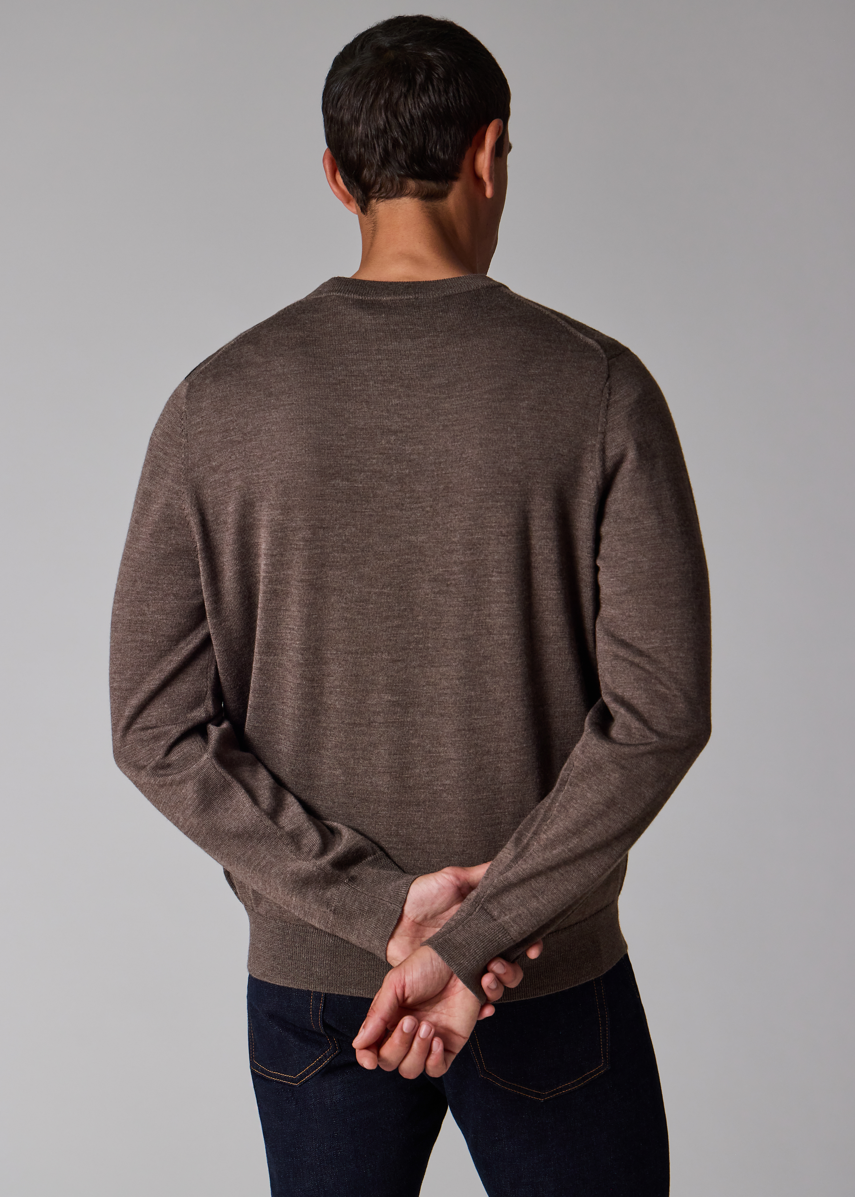 Grey and Brown Merino-Silk 'Swan' Sweater