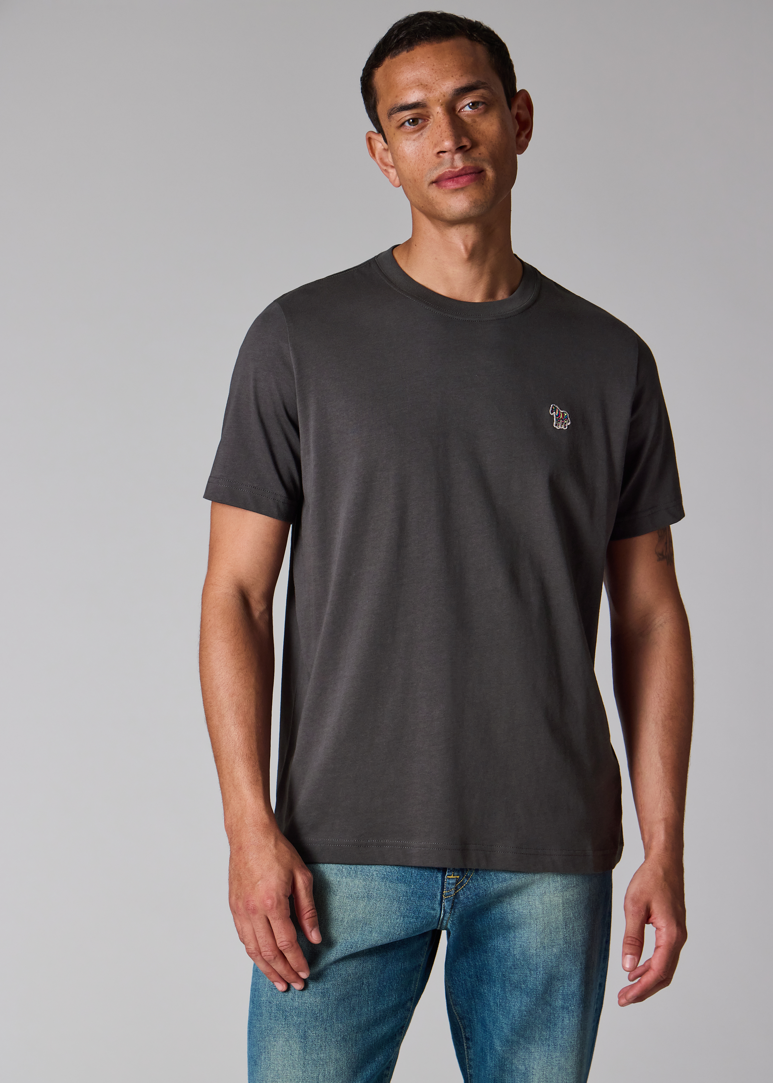 Steel Grey Organic Cotton Zebra Logo T-Shirt