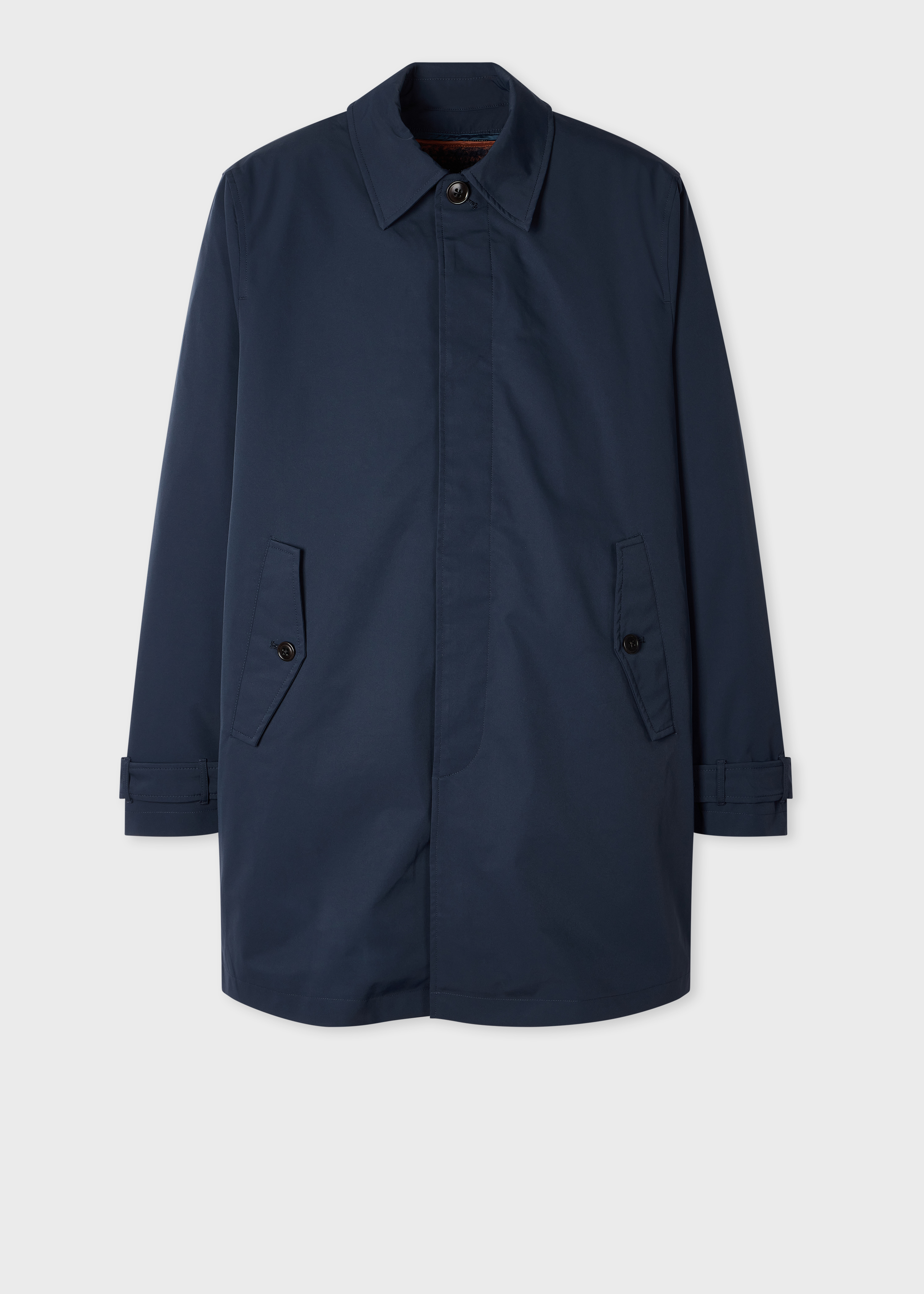 Navy Recycled-Polyester Mac with Removable Lining