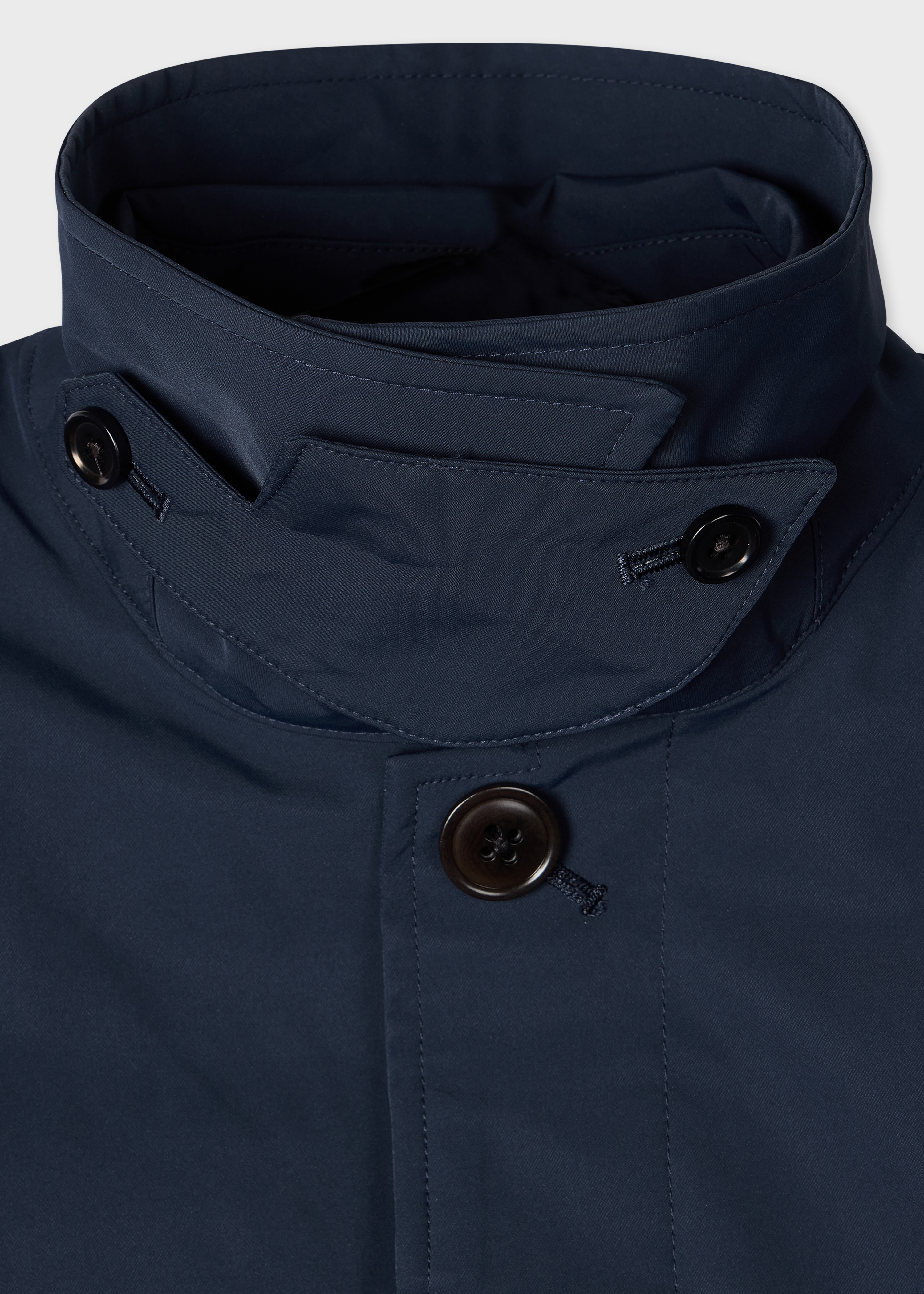 Navy Recycled-Polyester Mac with Removable Lining