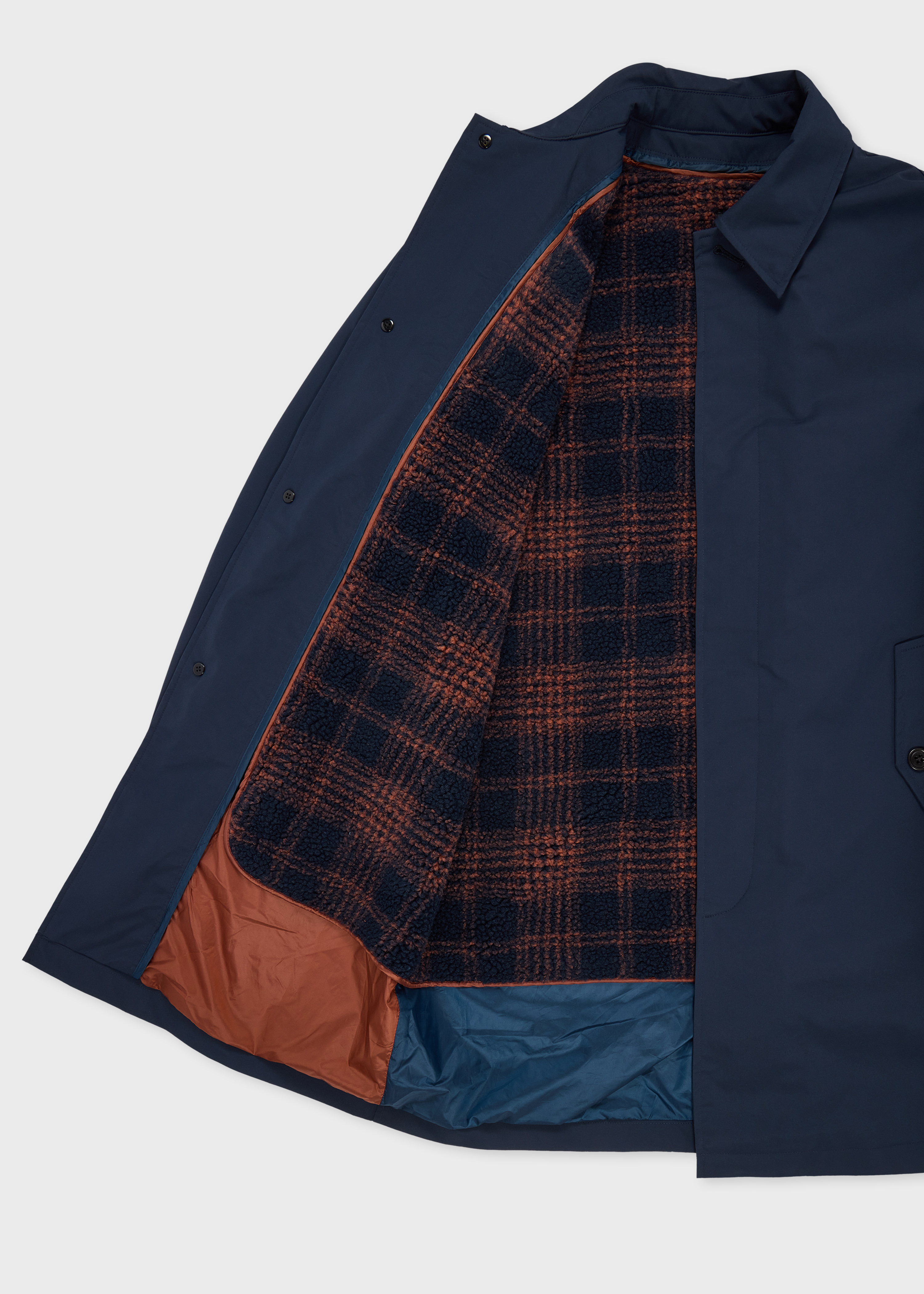 Navy Recycled-Polyester Mac with Removable Lining