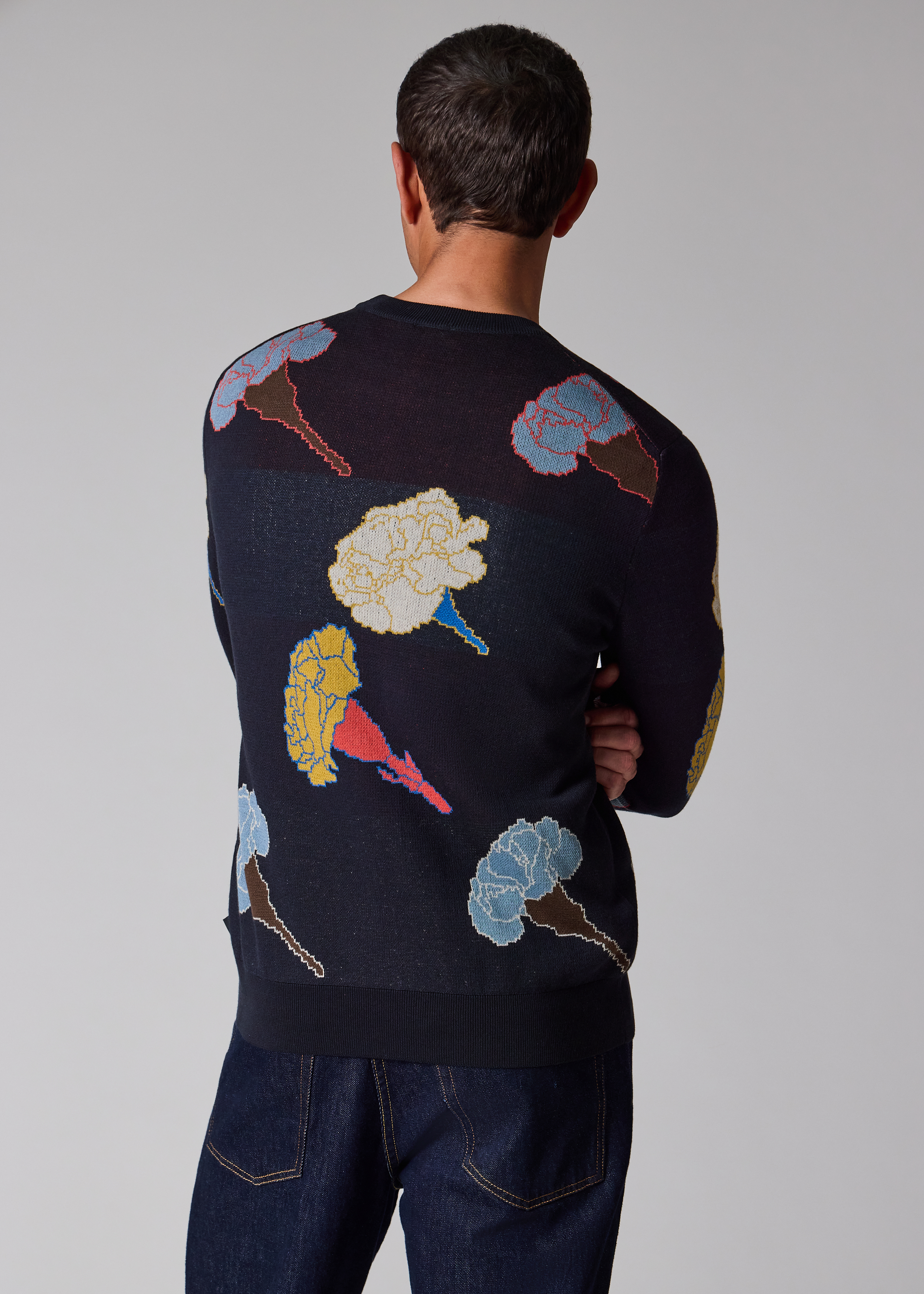 Navy 'Carnation' Cotton Knitted Sweater