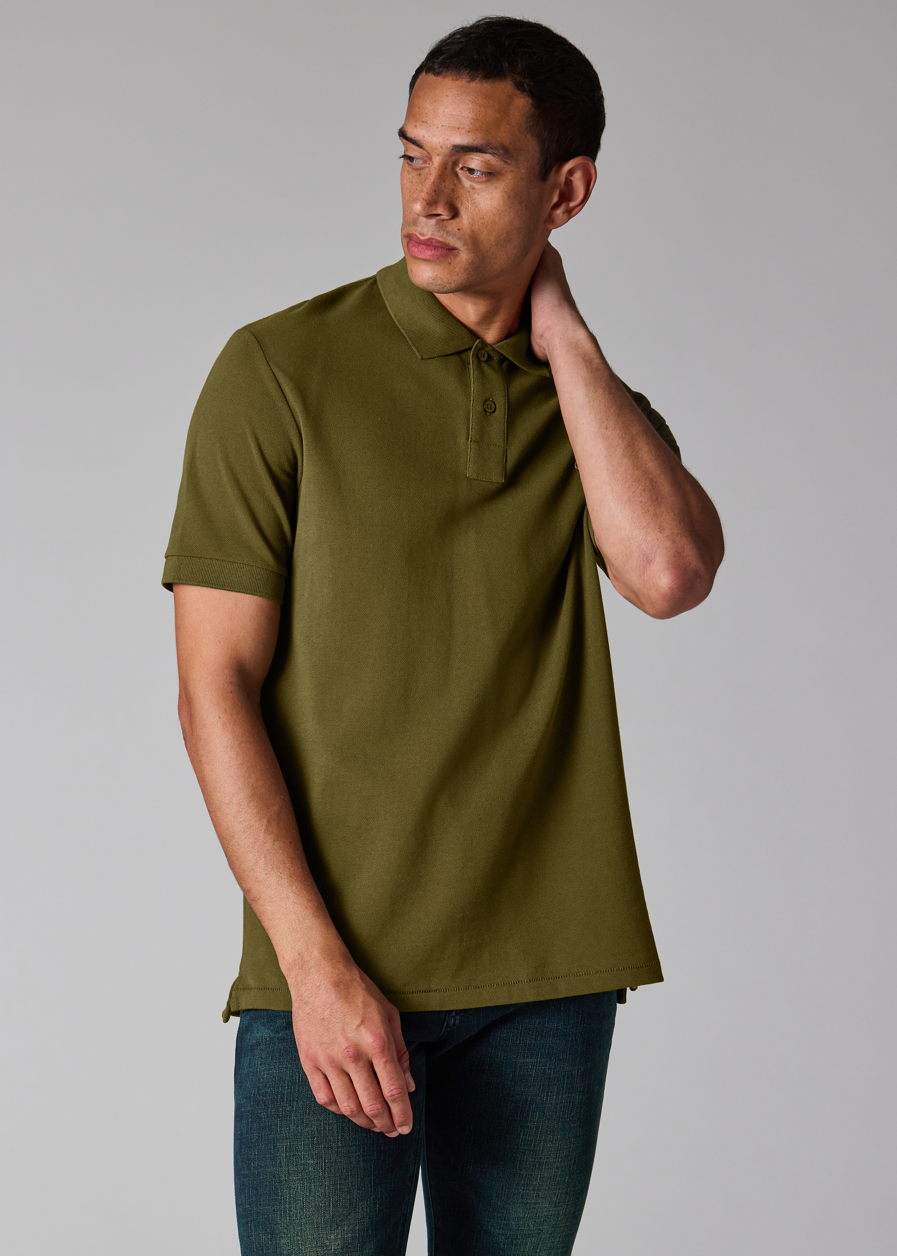 Khaki Green Organic Cotton Zebra Polo Shirt