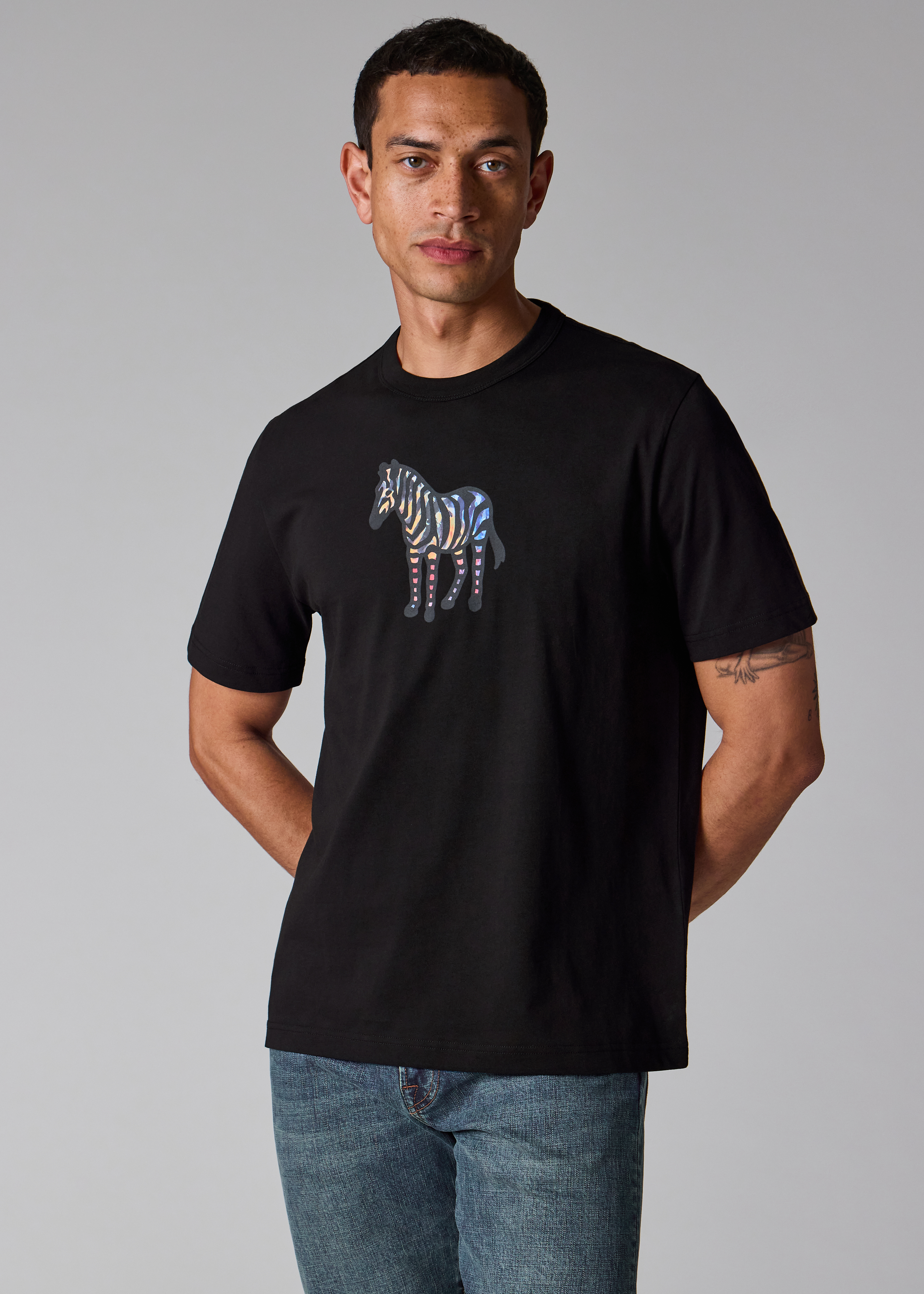 Black Multicolour Zebra Print T-Shirt
