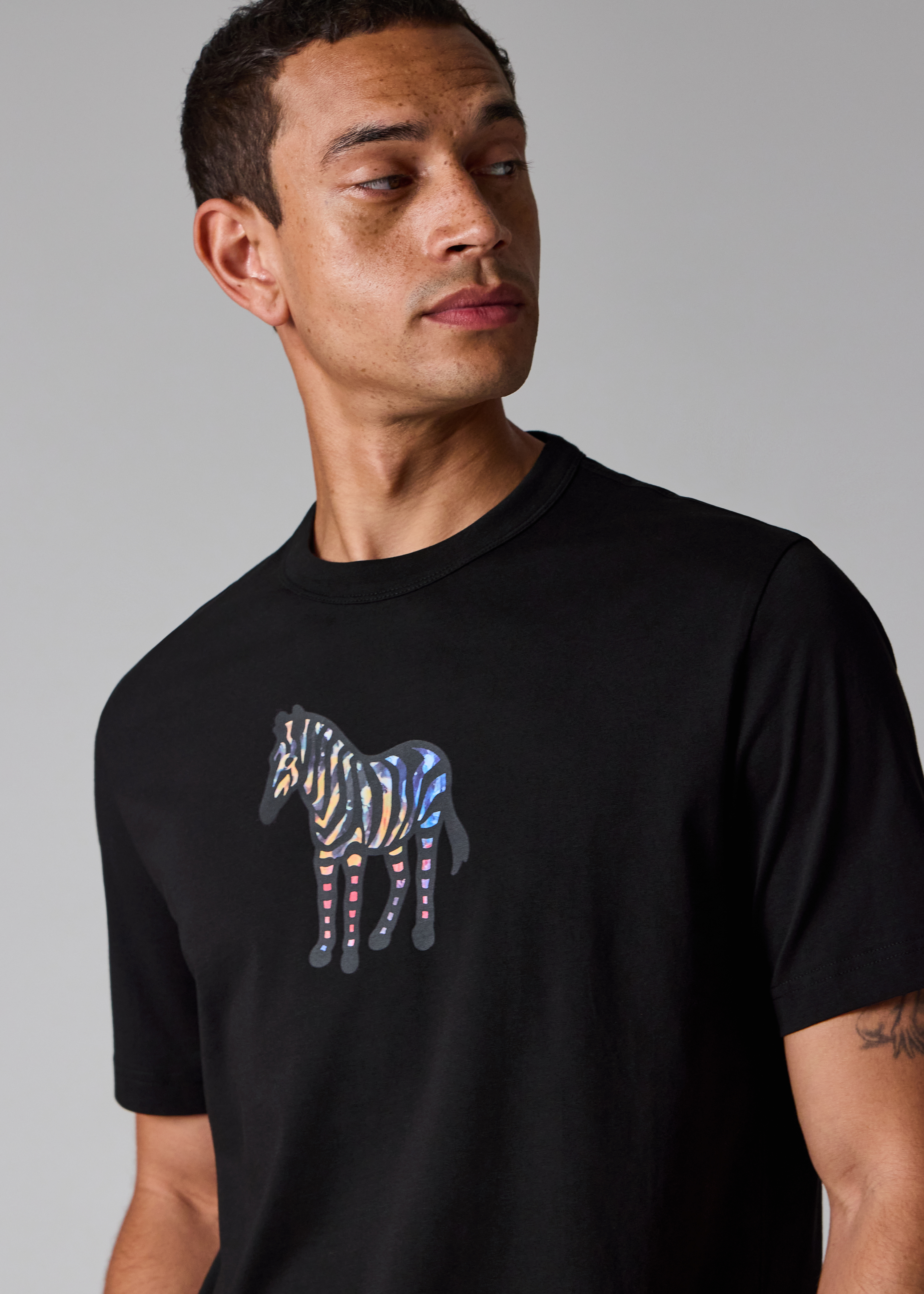 Black Multicolour Zebra Print T-Shirt