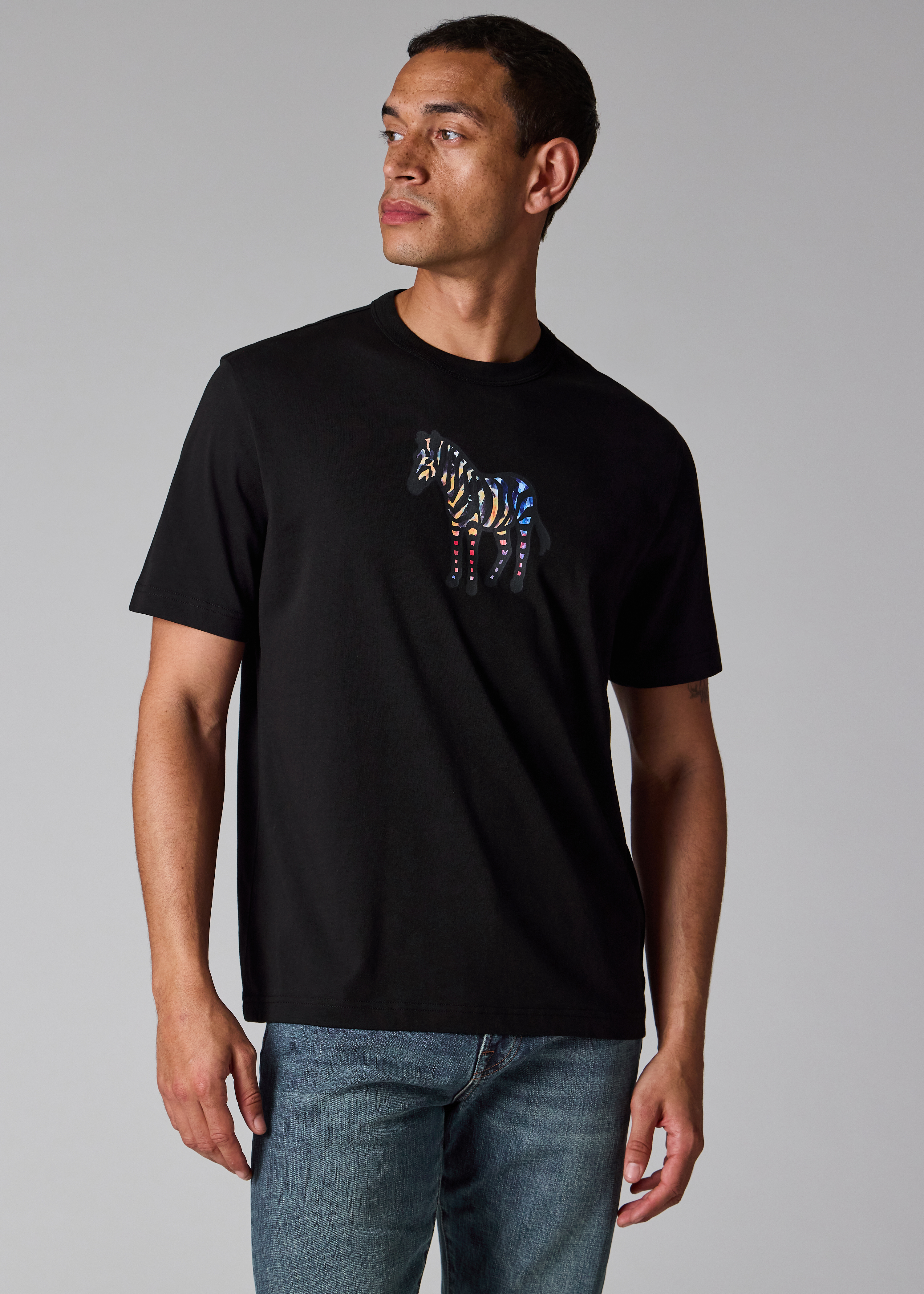 Black Multicolour Zebra Print T-Shirt