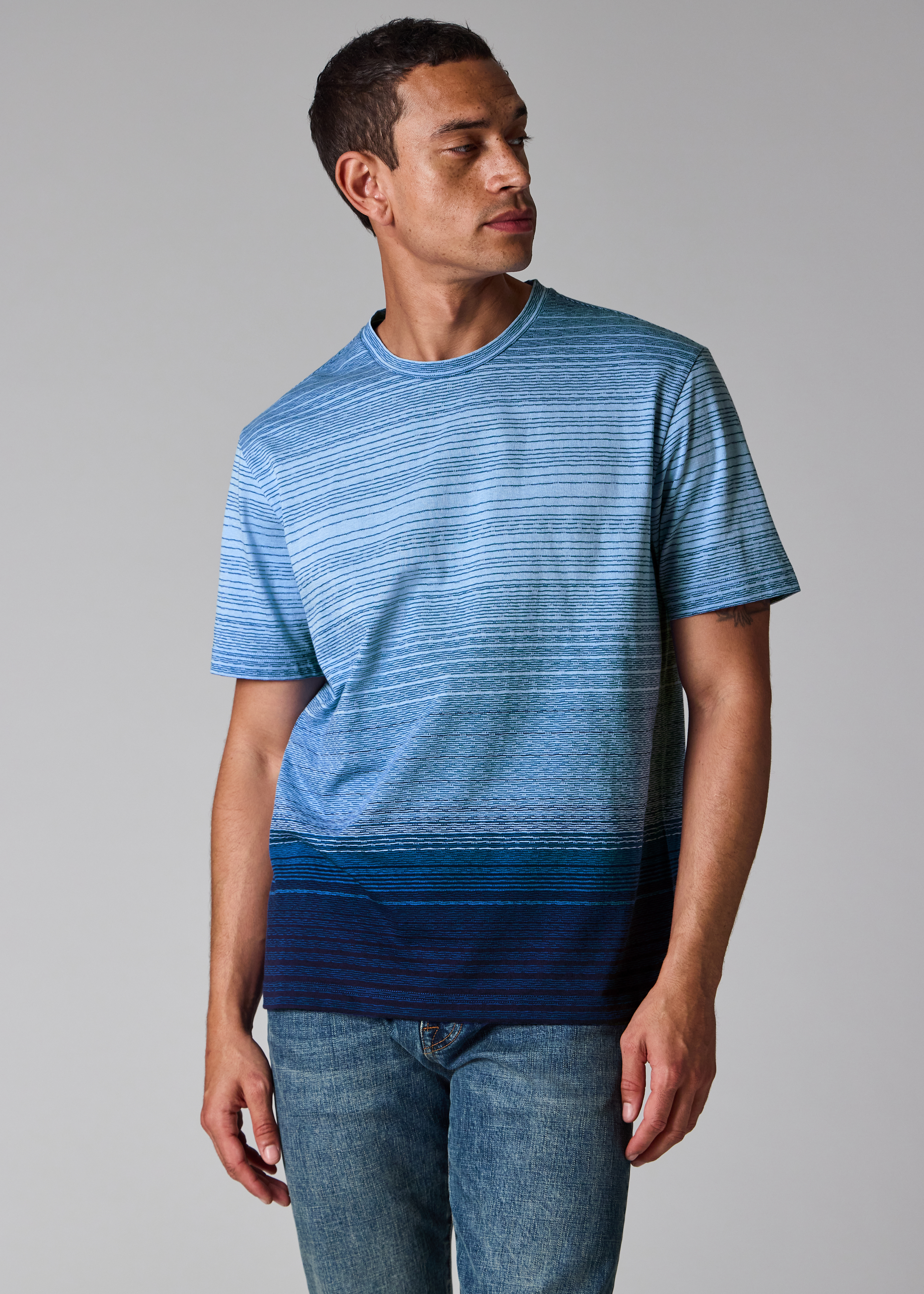 Blue Gradient Stripe T-Shirt