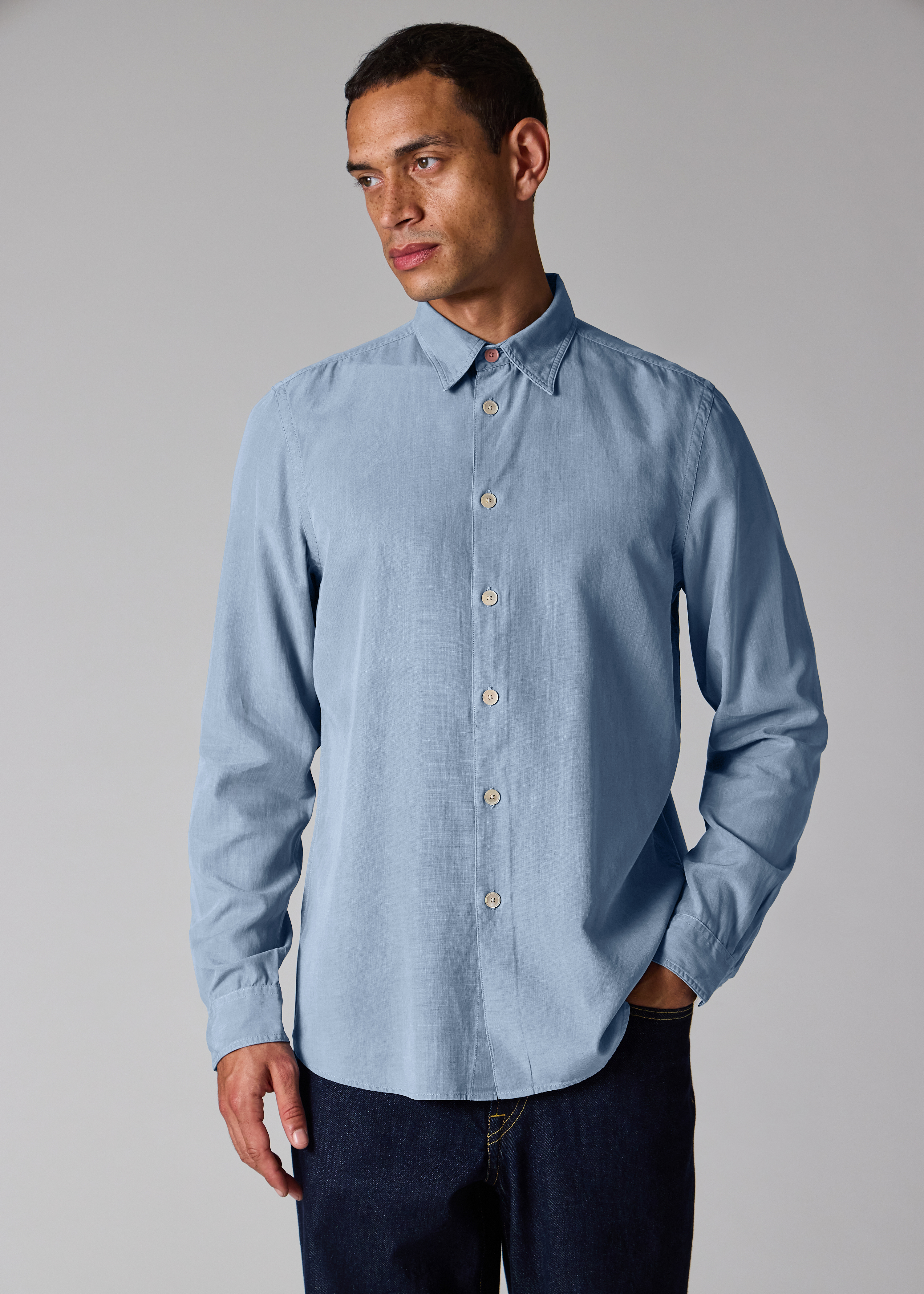 Light Blue Lyocell-Cotton Shirt