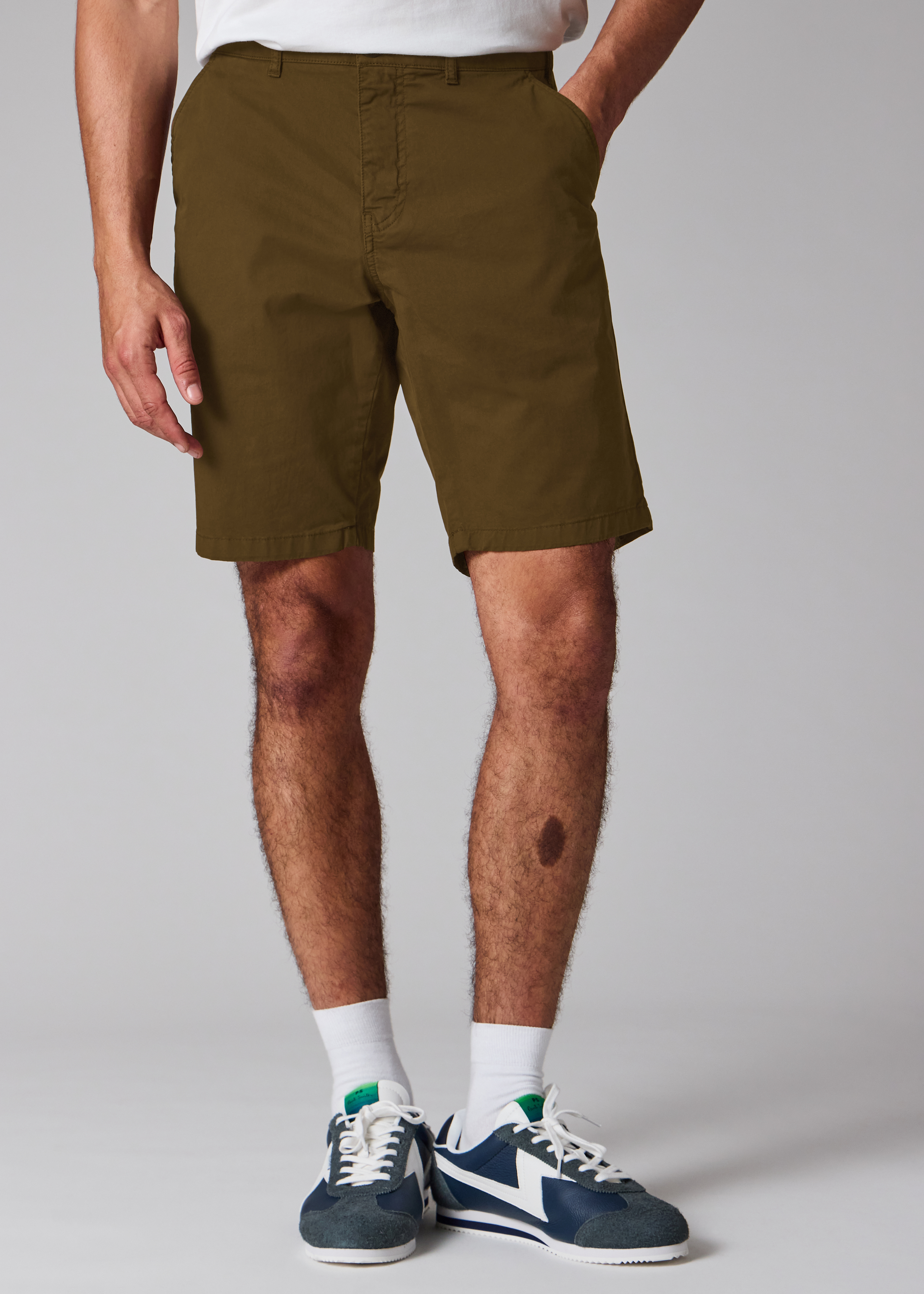 Dark Khaki Organic Cotton-Twill Shorts