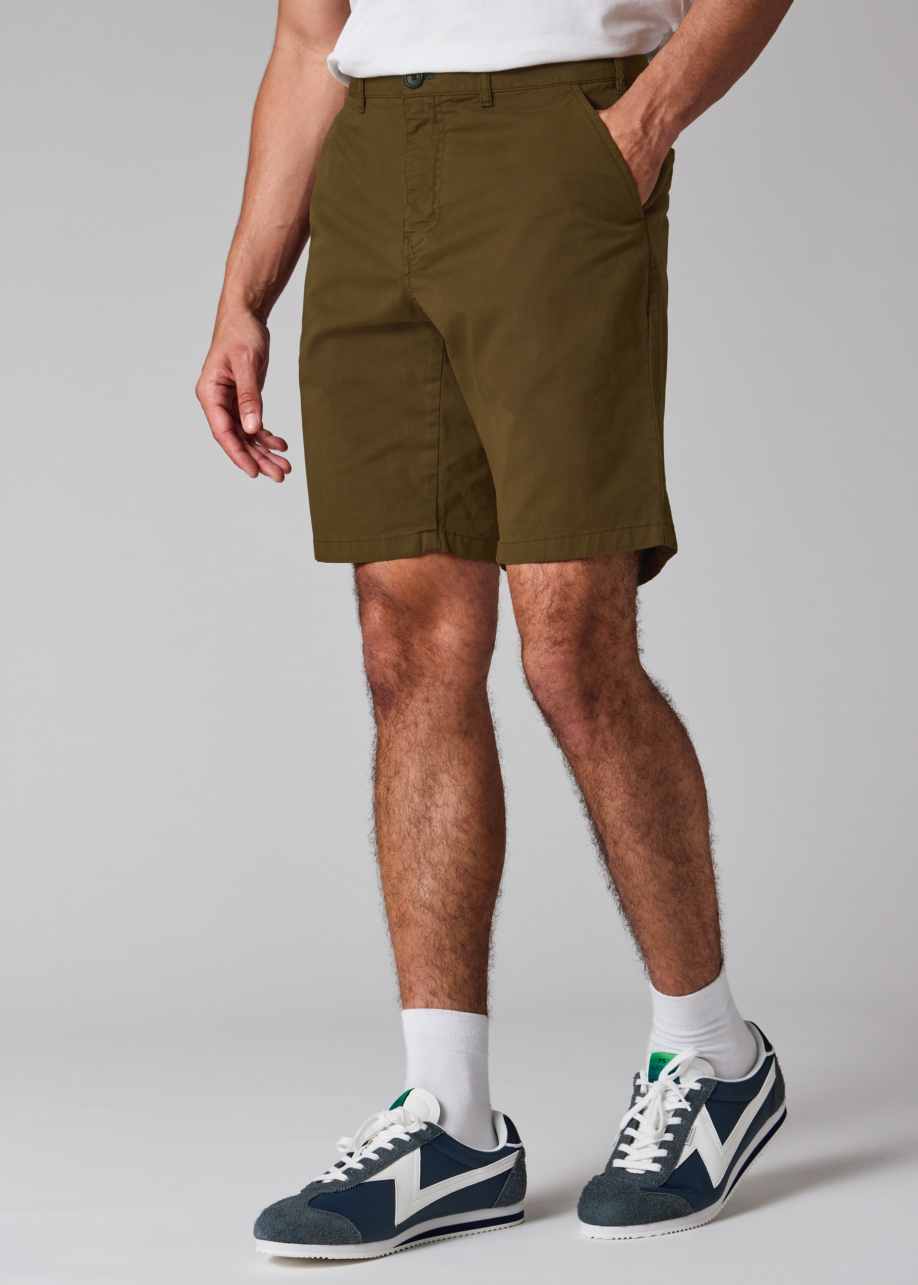 Dark Khaki Organic Cotton-Twill Shorts