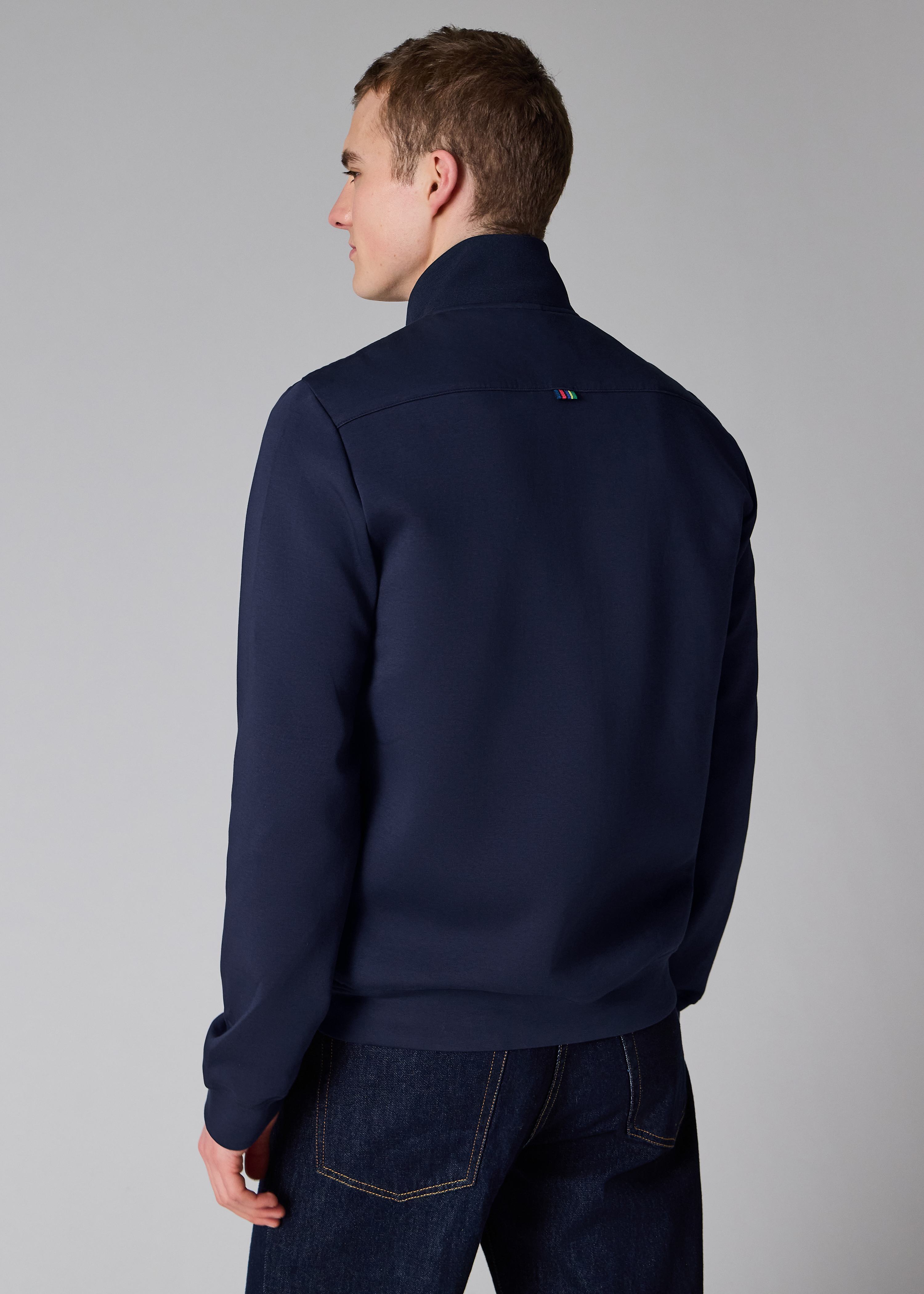 Navy Quilted Mixed Media Jacket