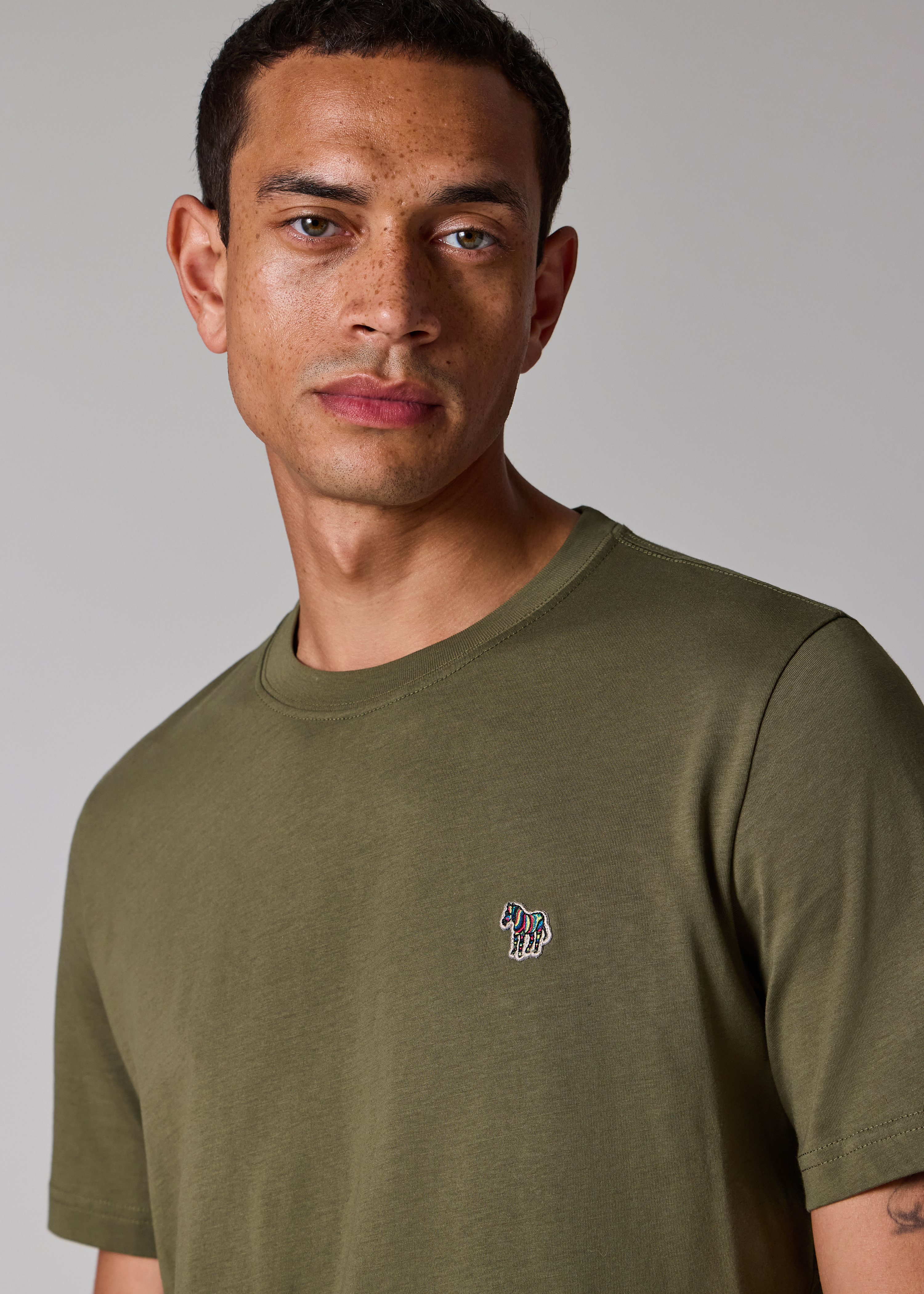 Khaki Green Organic Cotton Zebra Logo T-Shirt