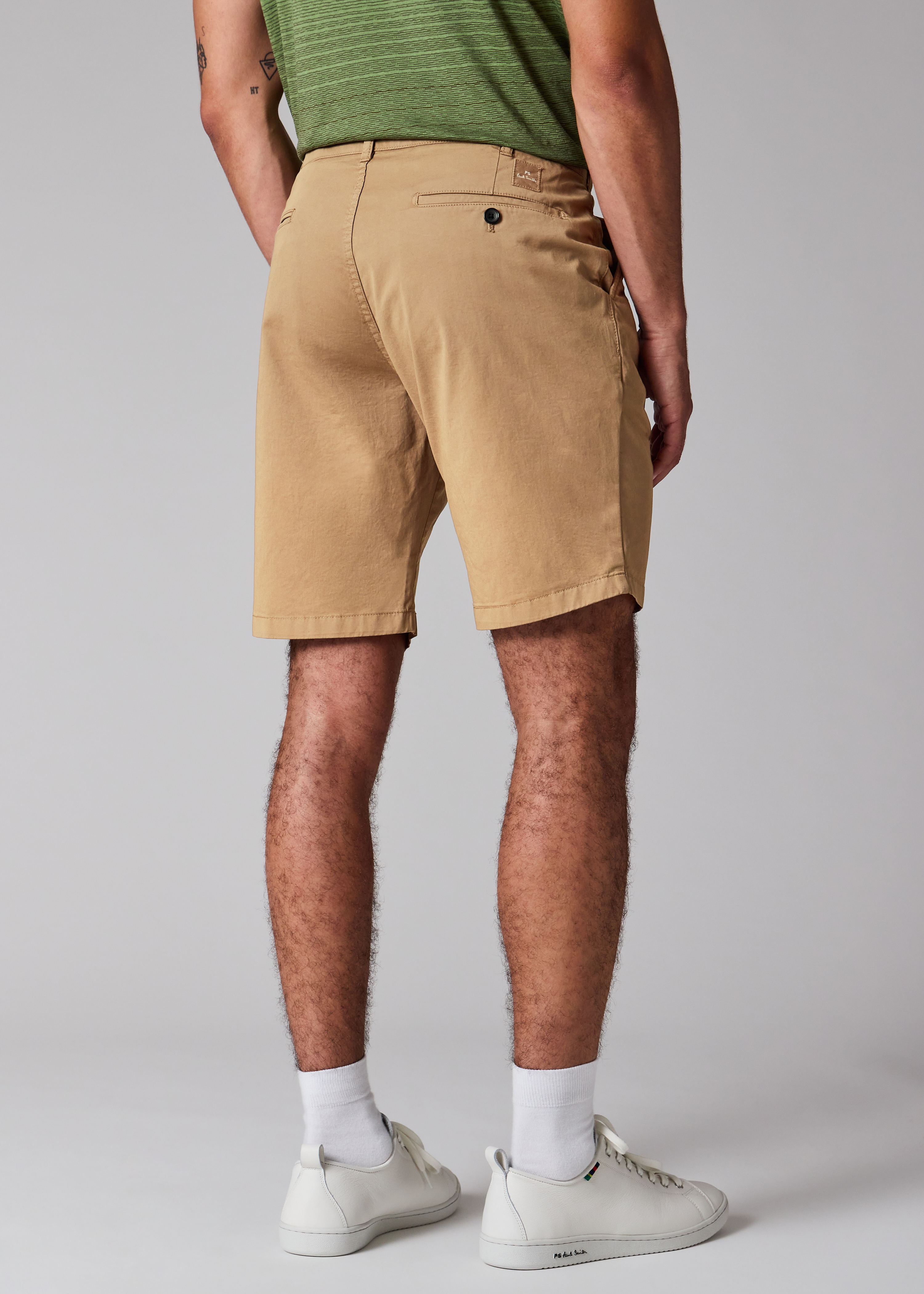 Light Tan Organic Cotton-Twill Shorts