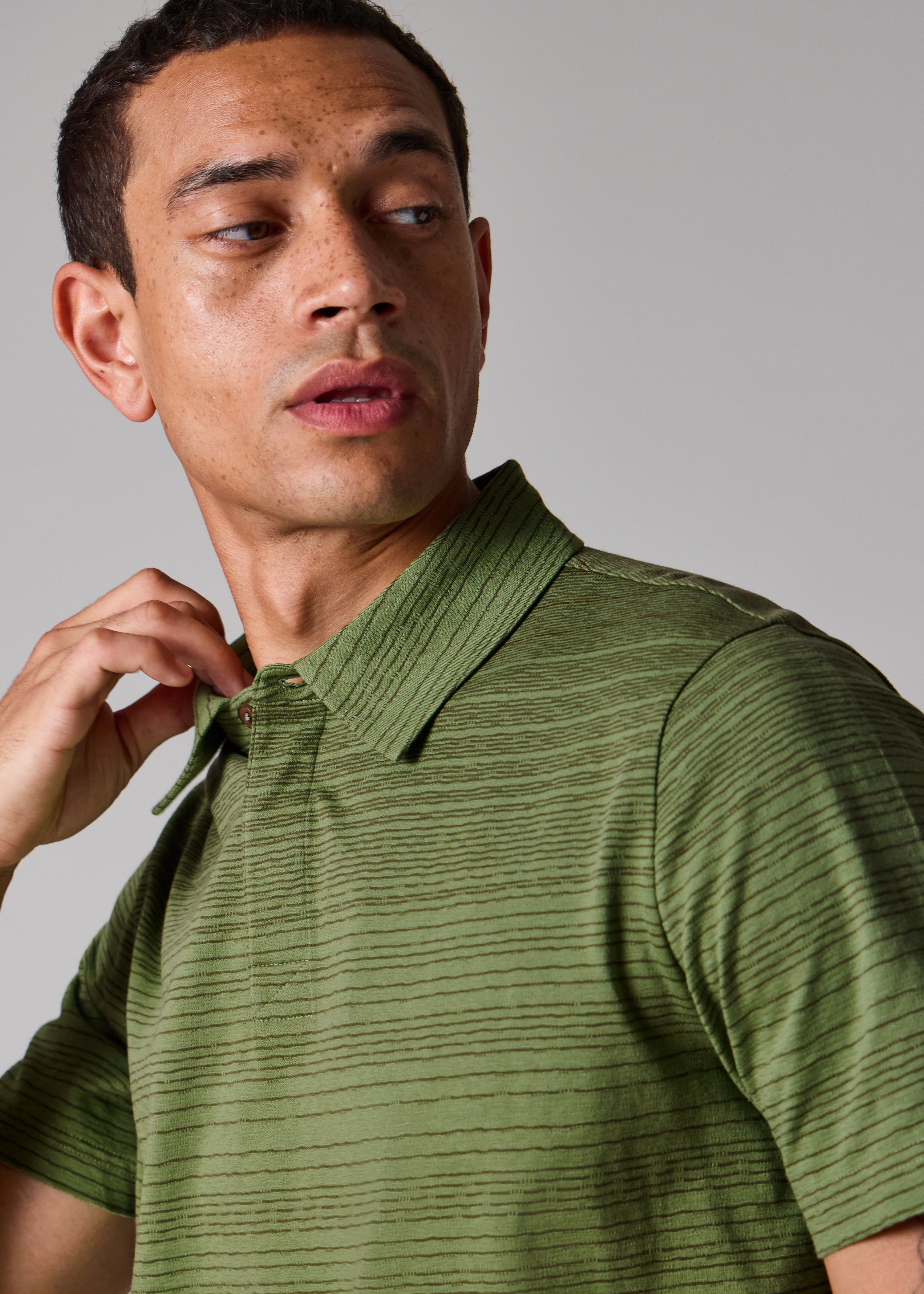 Khaki Gradient Stripe Polo Shirt
