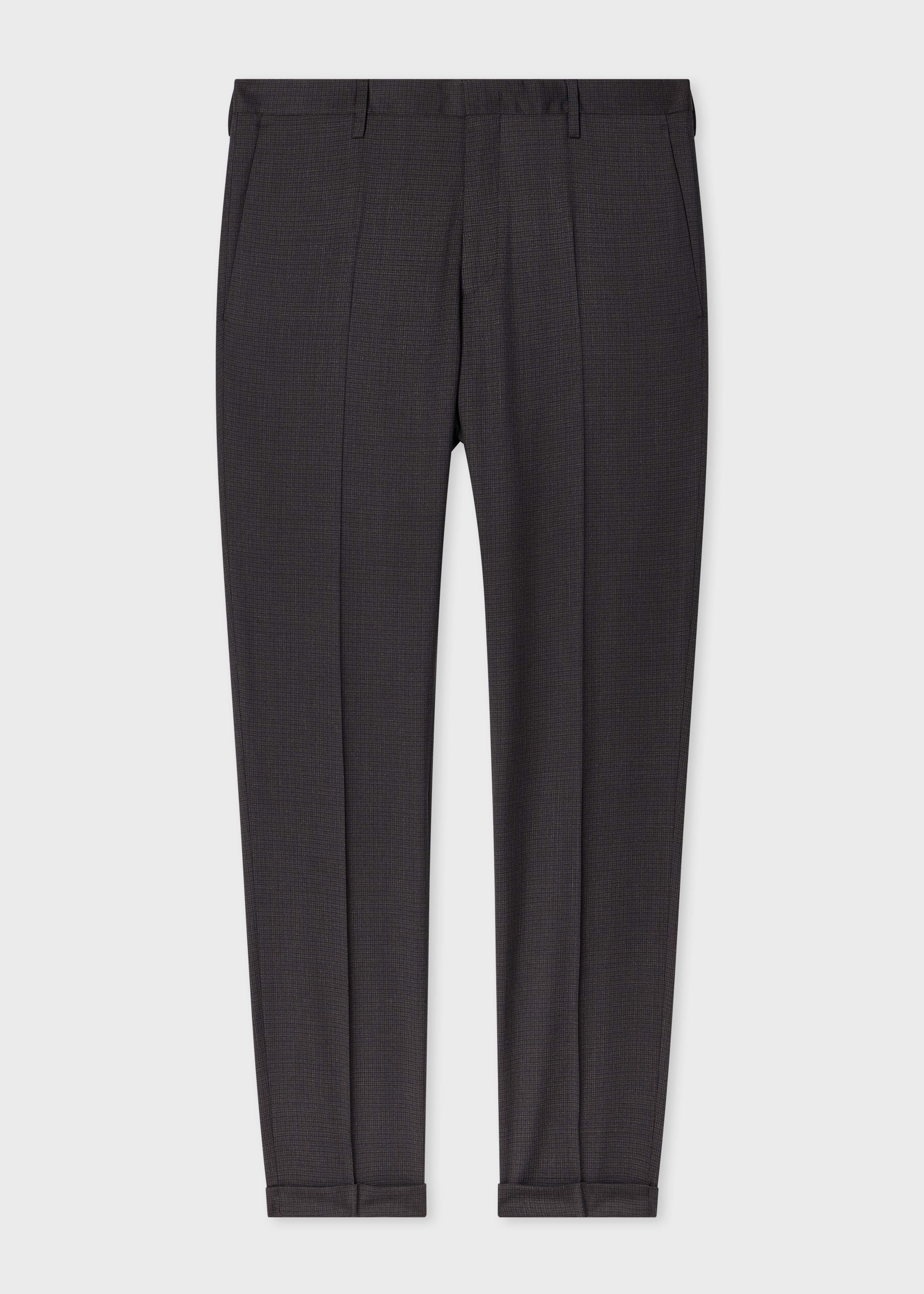 Slim-Fit Brown Puppytooth Wool Trousers
