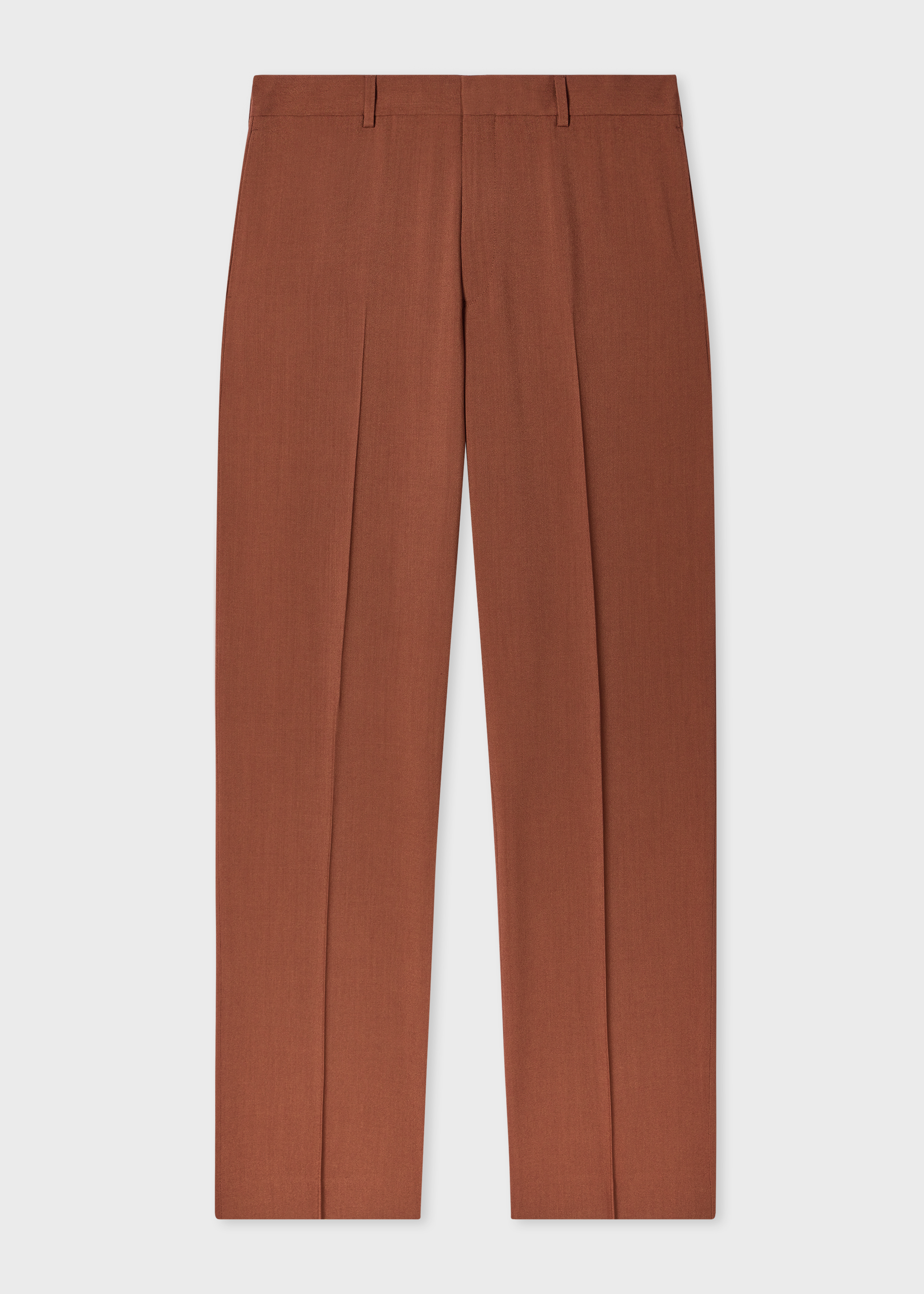Straight-Fit Rust Two-Ply Merino Wool Trousers