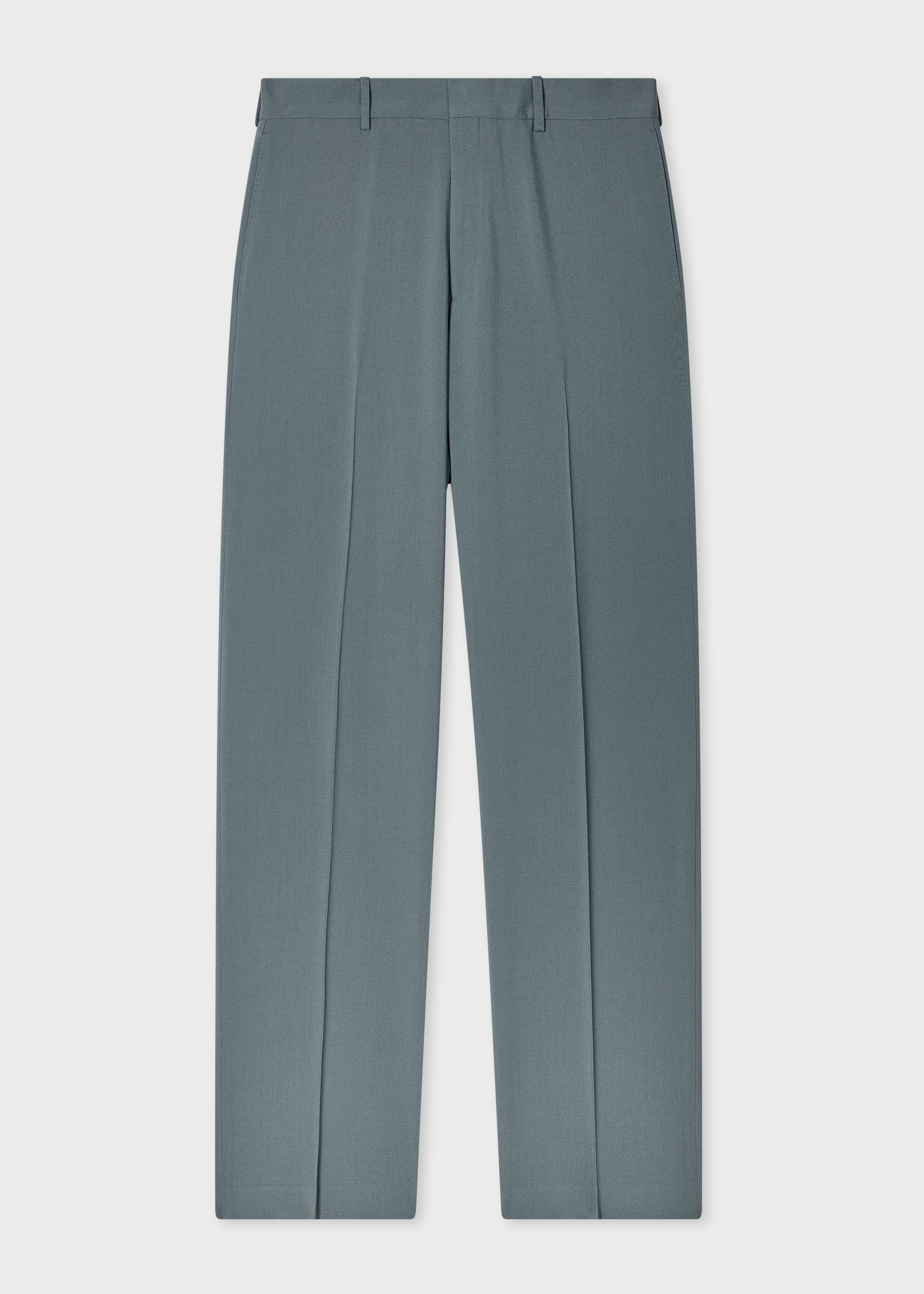 Straight-Fit Dusty Blue Two-Ply Merino Wool Trousers