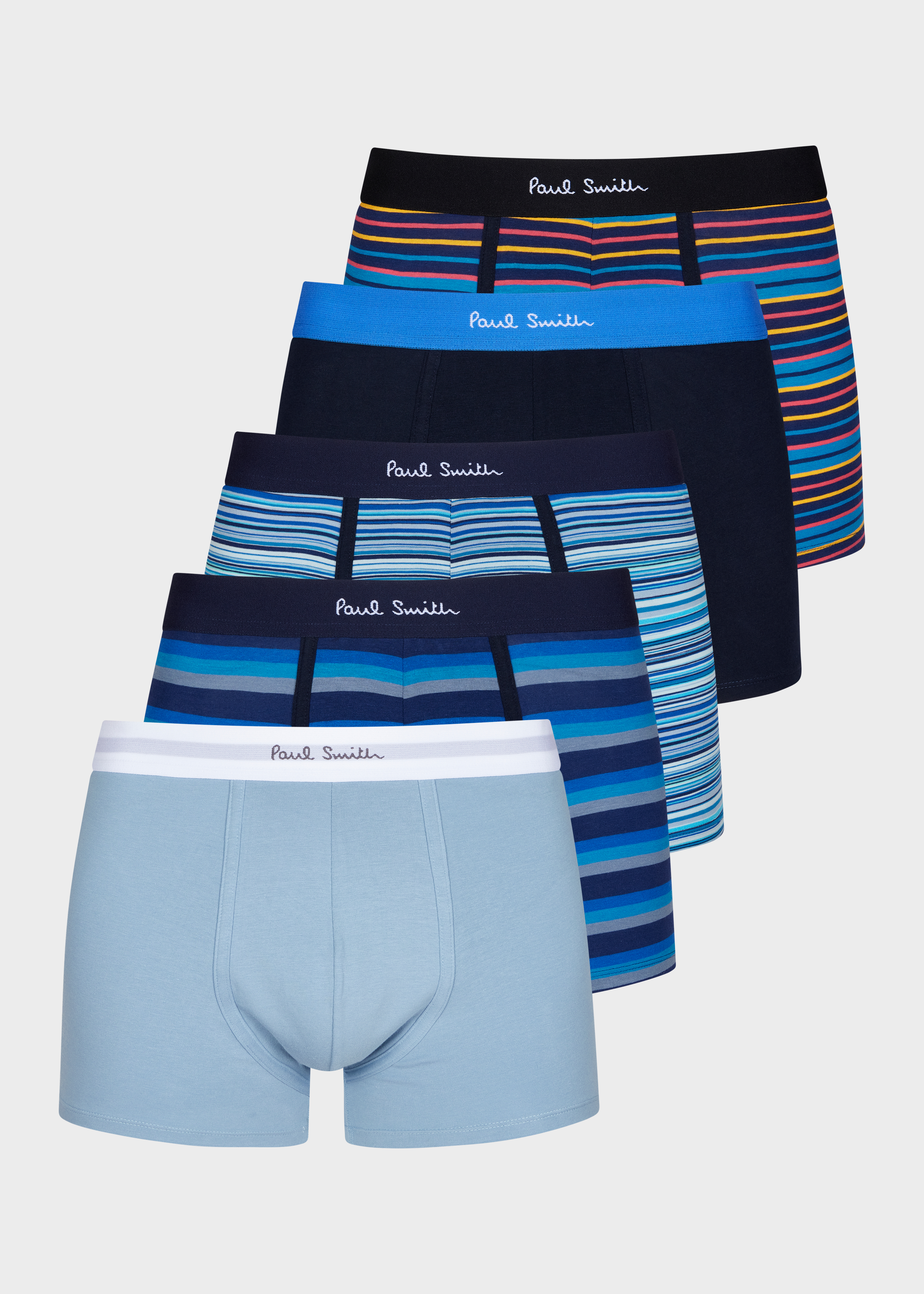 Stripe and Plain Mixed Boxer Briefs Five Pack