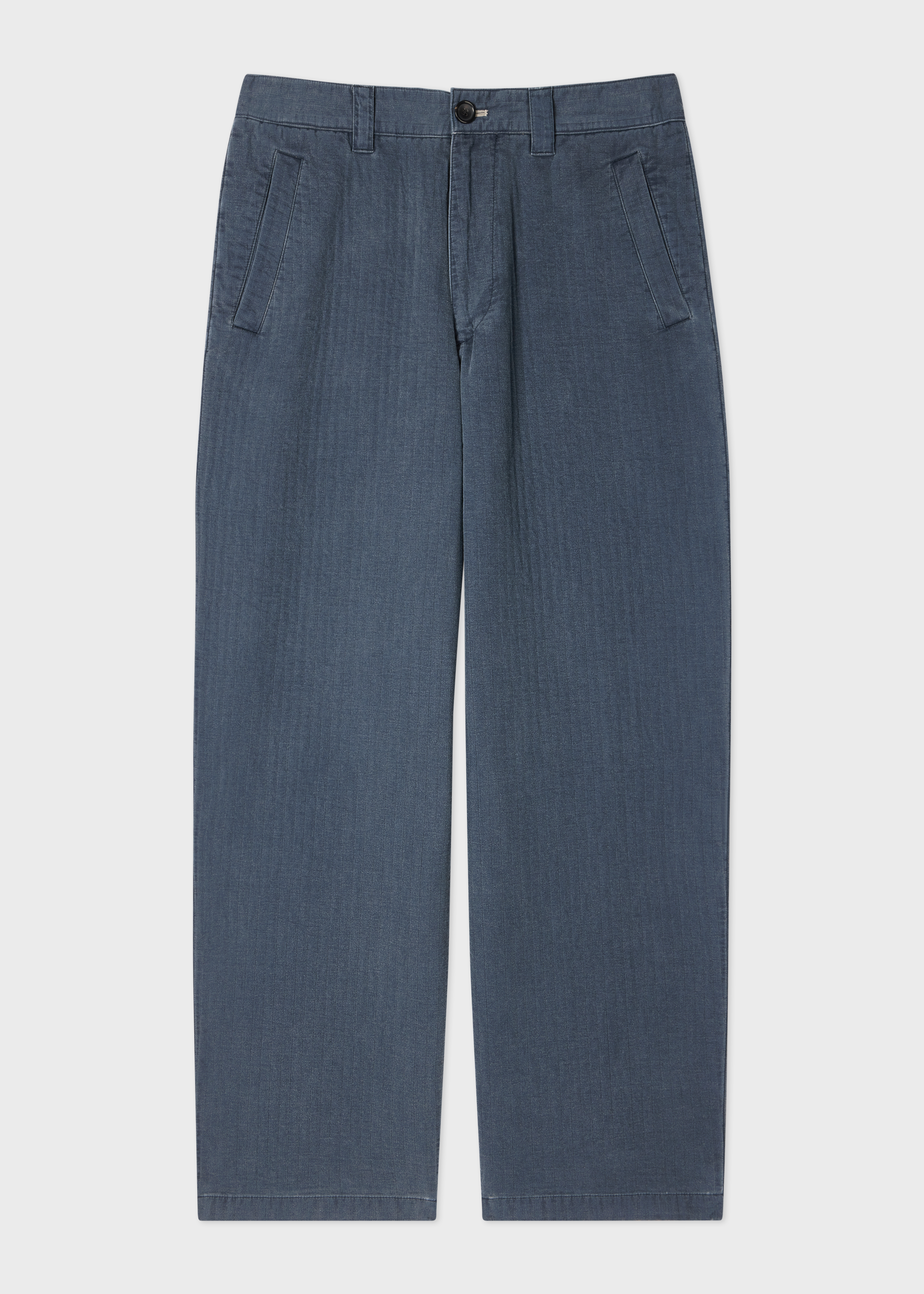 Washed Indigo Self-Quilted Cotton Trousers