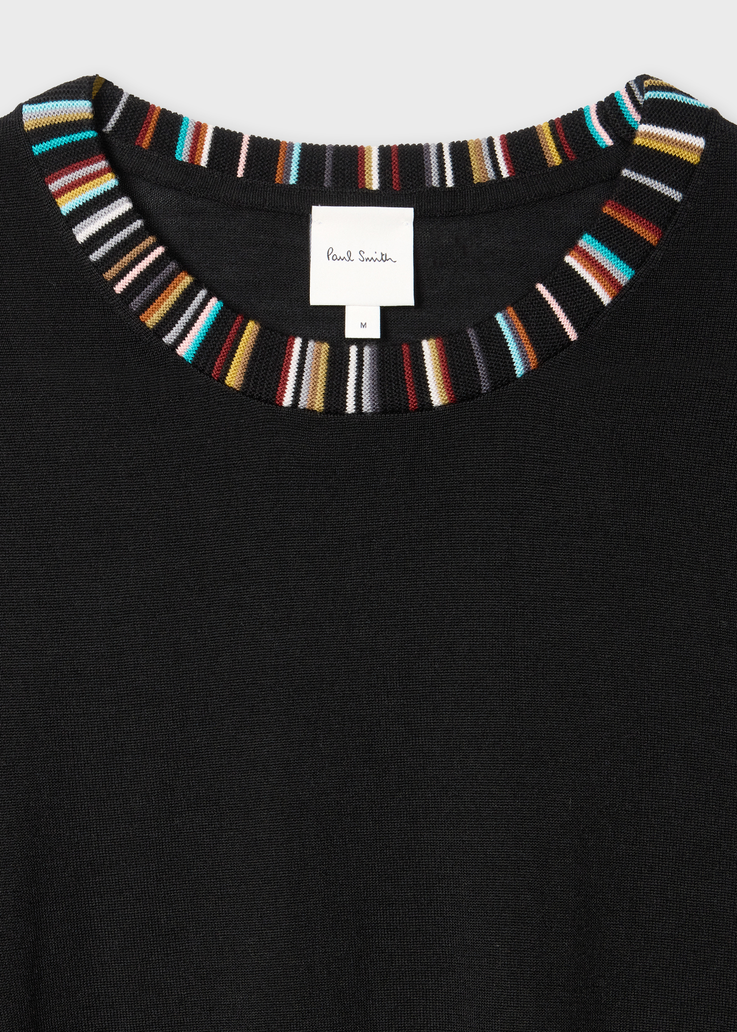 Black 'Signature Stripe' Collar Merino Sweater