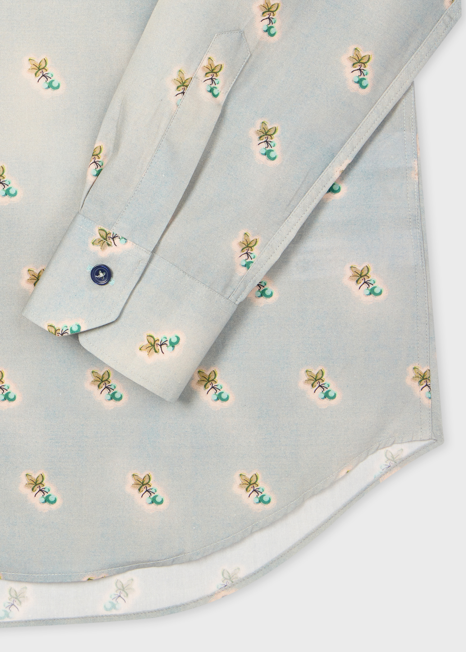 Tailored-Fit Blue 'Ditsy Fruit' Print Shirt