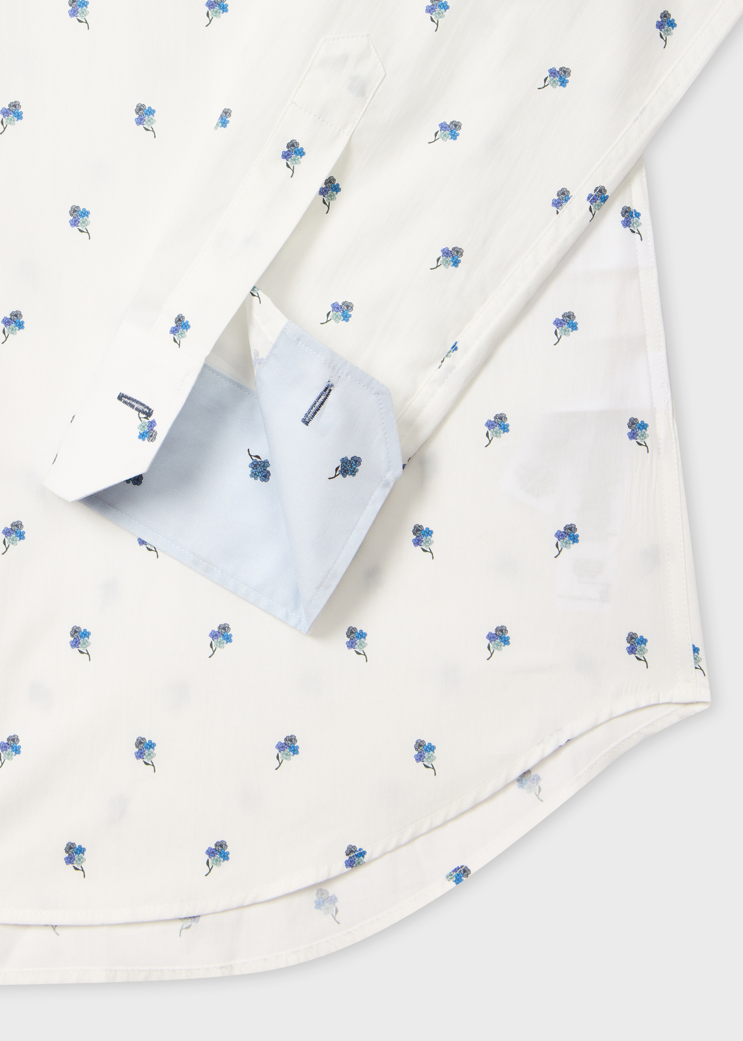 Tailored-Fit White 'Ditsy Flower' Cotton Shirt