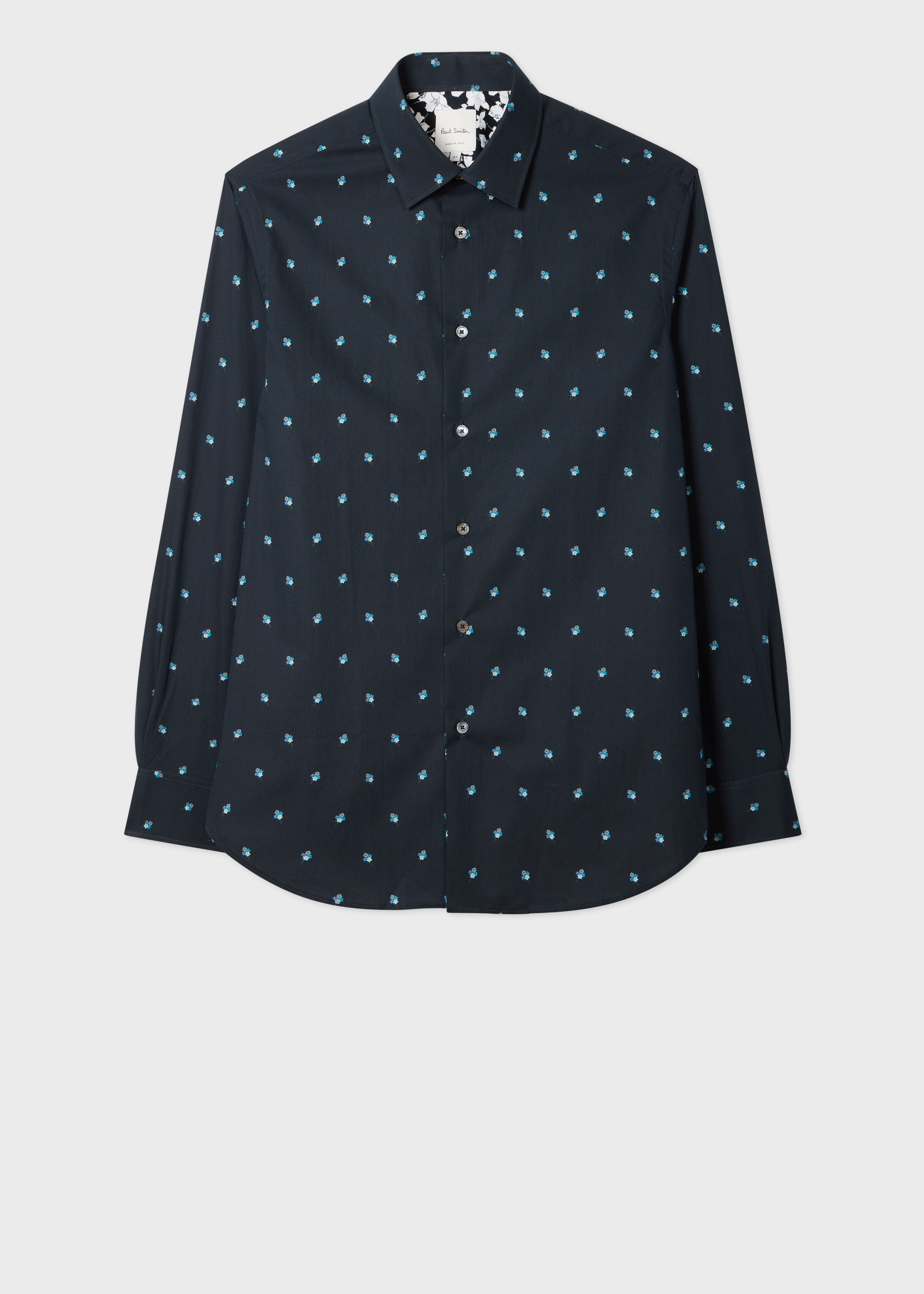Tailored-Fit Navy 'Ditsy Flower' Cotton Shirt