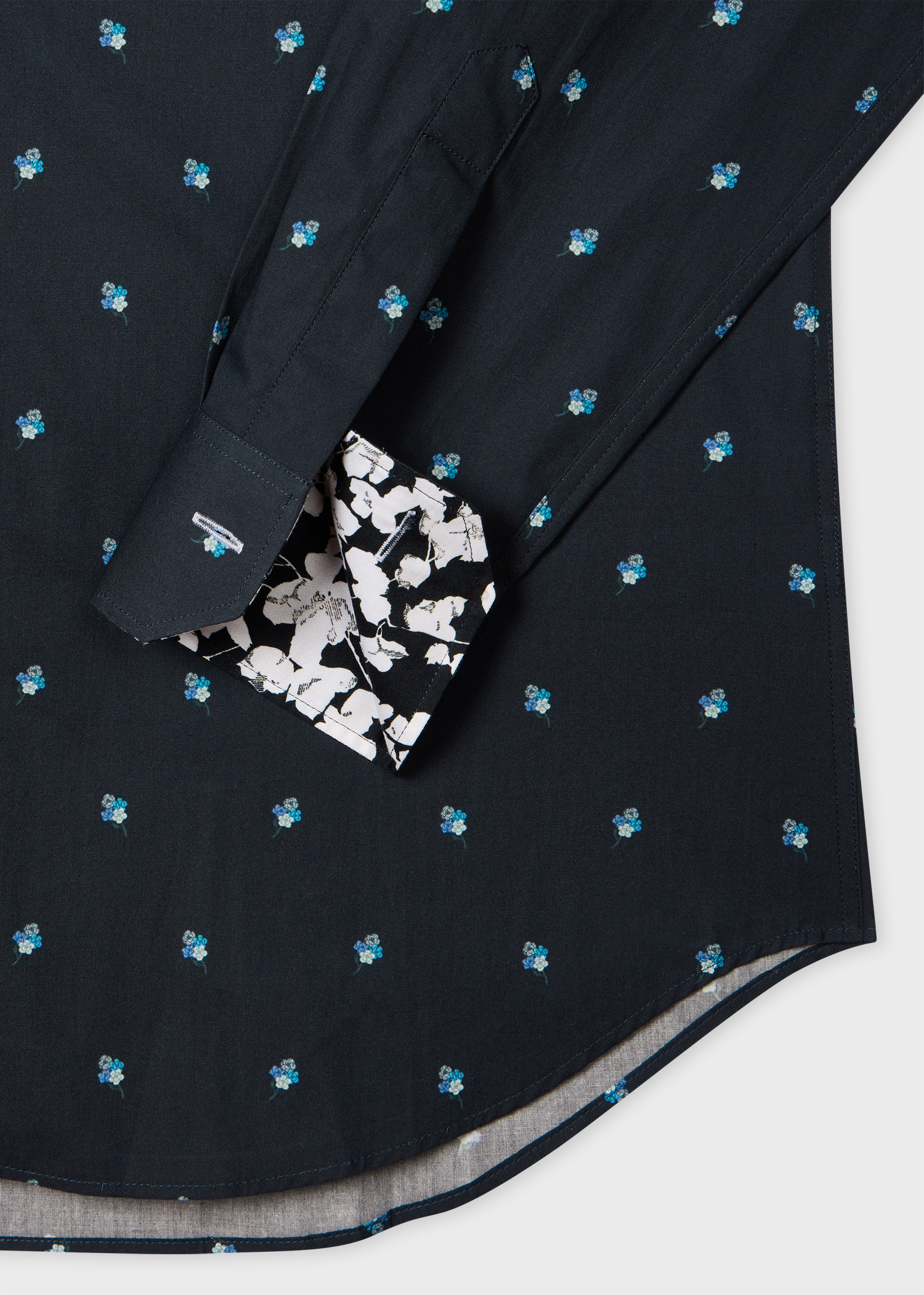 Tailored-Fit Navy 'Ditsy Flower' Cotton Shirt