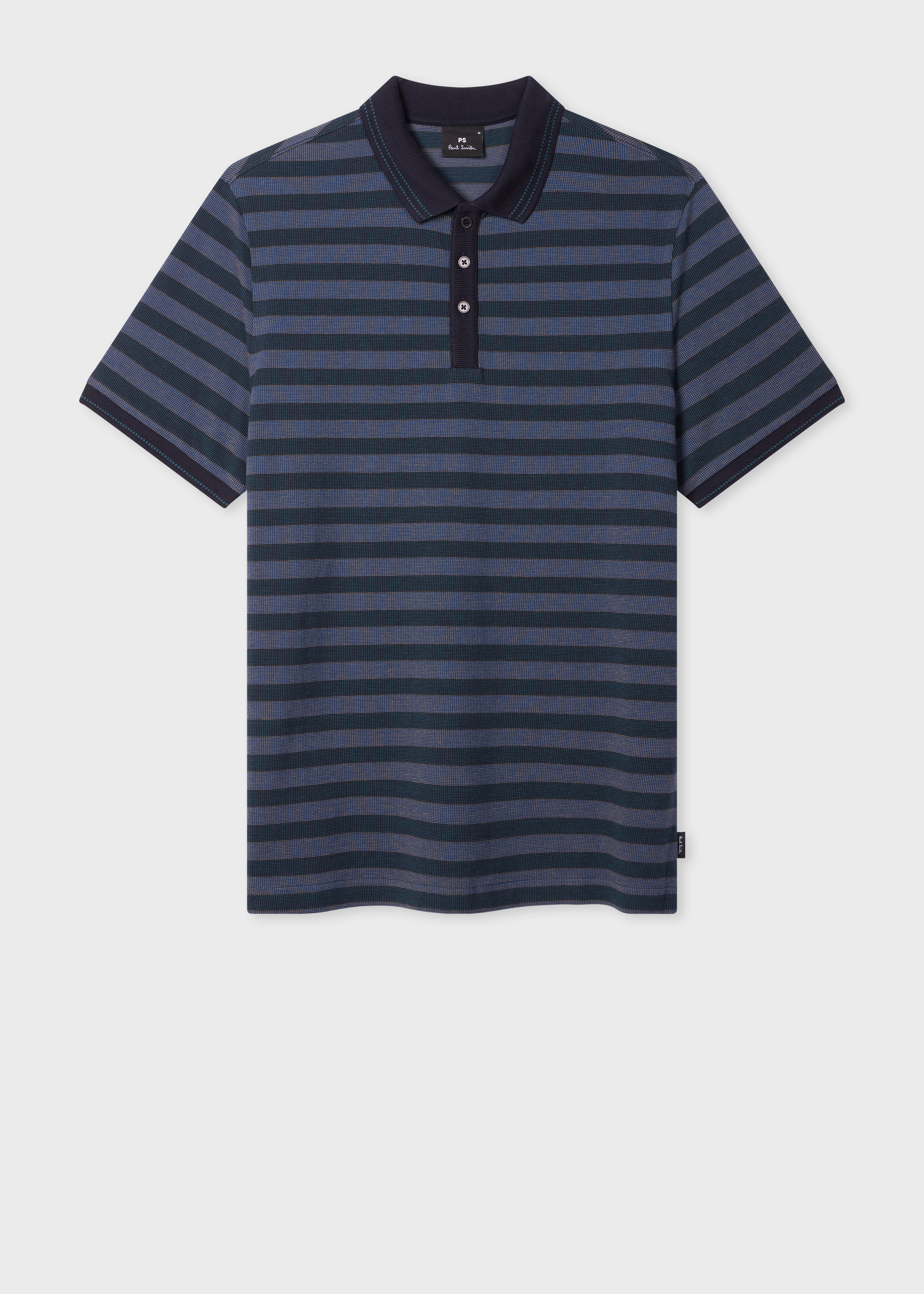 Regular-Fit Navy Cotton Stripe Polo Shirt