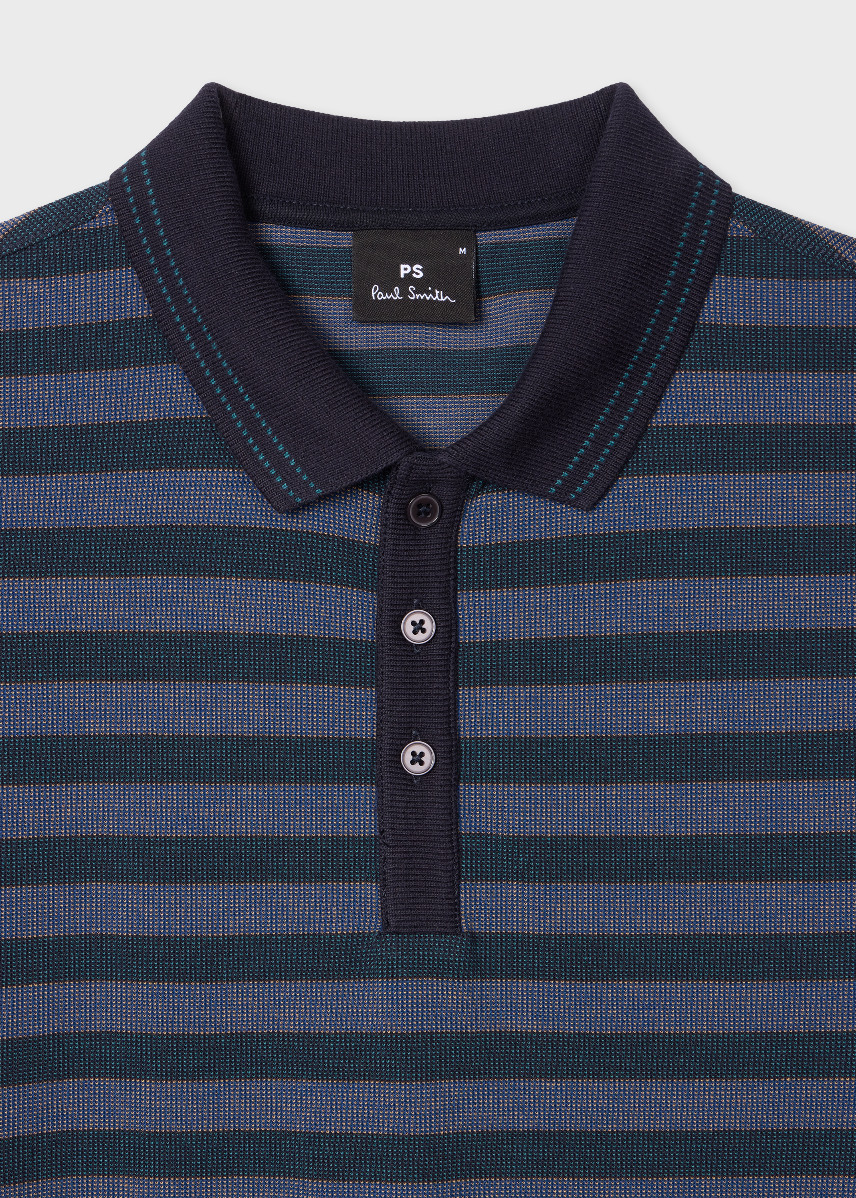Regular-Fit Navy Cotton Stripe Polo Shirt