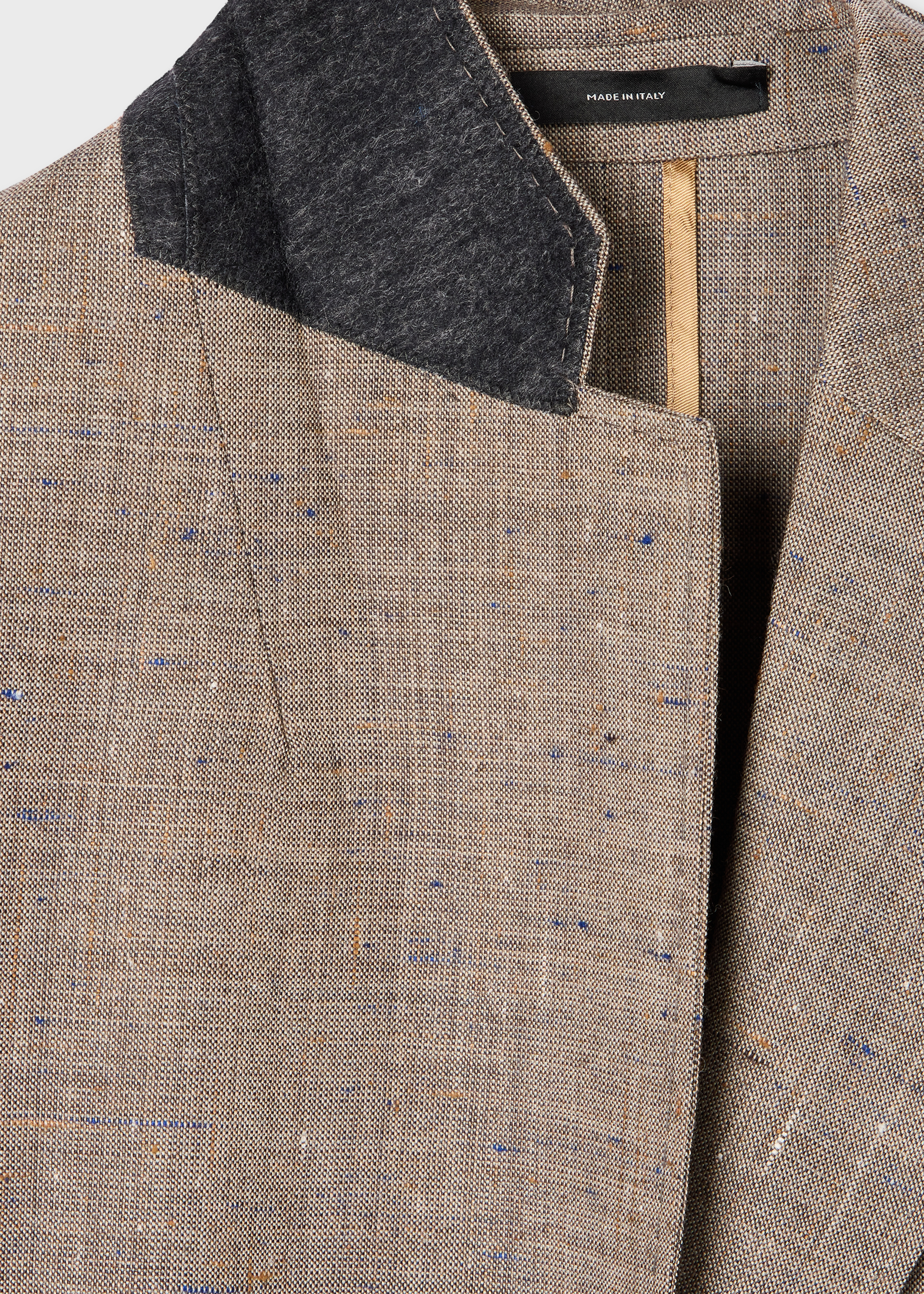 Women's Unlined Brown Flecked Wool-Viscose Blazer